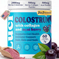 Luci Colostrum Powder 60 Servings, 3 in 1 with Collagen Peptides and Acai, Bovine Colostrum for Gut Health, Bloating, Collagen Protein for Muscle, Skin, Hair, Nails and Immunity, Gluten & Fat Free - TrustMedUSA