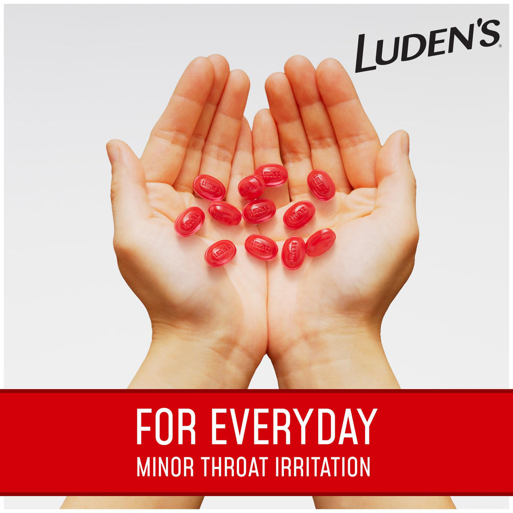Luden's Sore Throat Relief Lozenges for Minor Everyday Irritation & Dry Mouth, Wild Cherry Flavored Drops, 30 Count - Maple Wellness Supplements