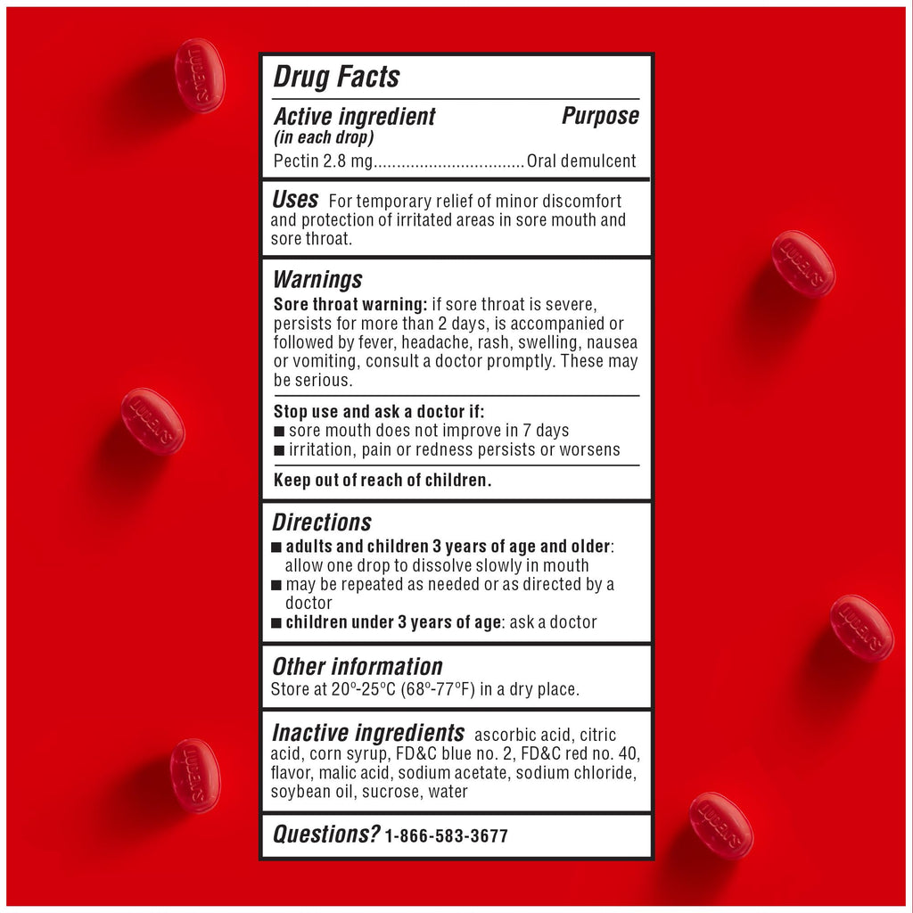 Luden's Sore Throat Relief Lozenges for Minor Everyday Irritation & Dry Mouth, Wild Cherry Flavored Drops, 30 Count - Maple Wellness Supplements