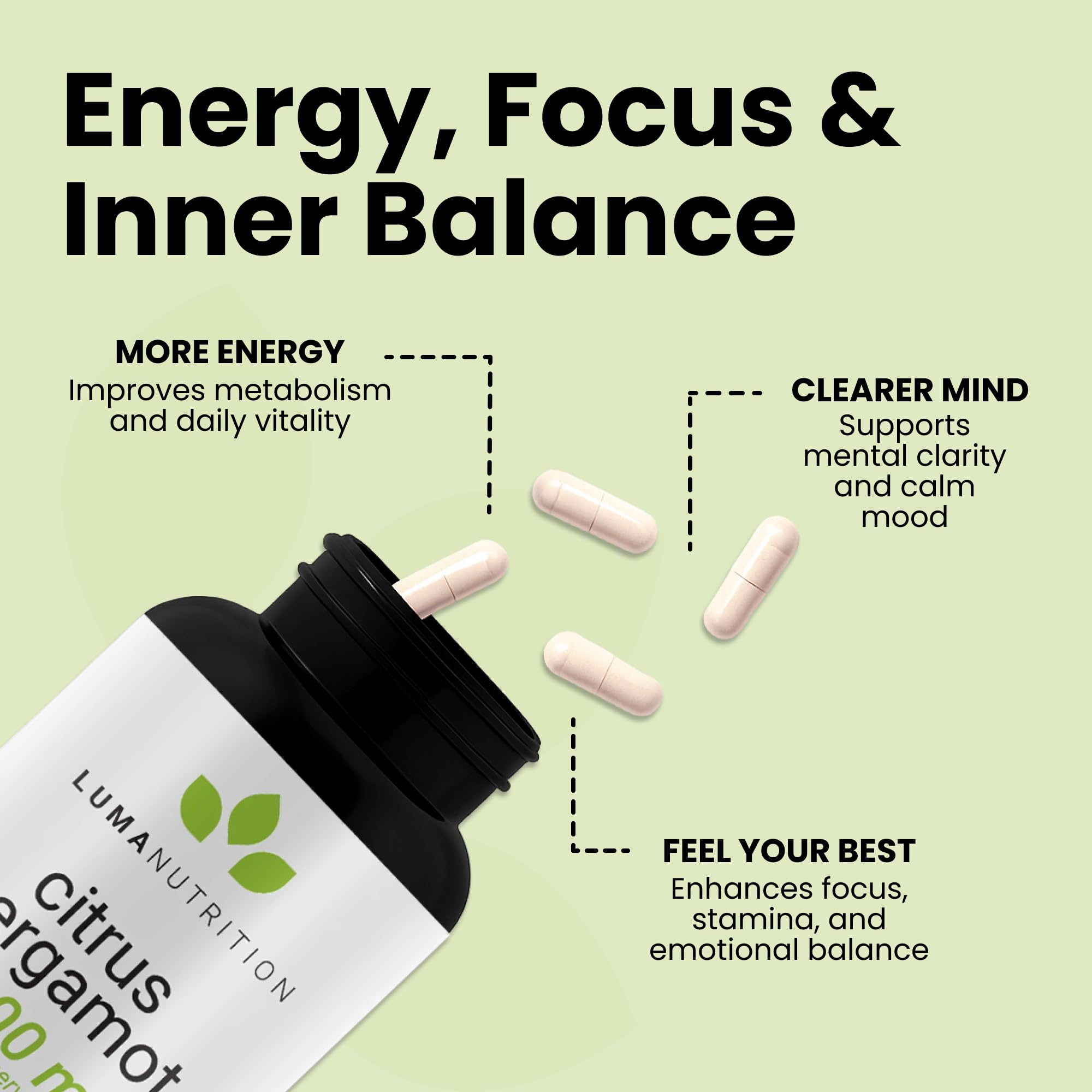 Luma Nutrition Citrus Bergamot 1000mg Per Serving - Citrus Bergamot Supplement - Heart Health Support - Made in the USA - TrustMedUSA