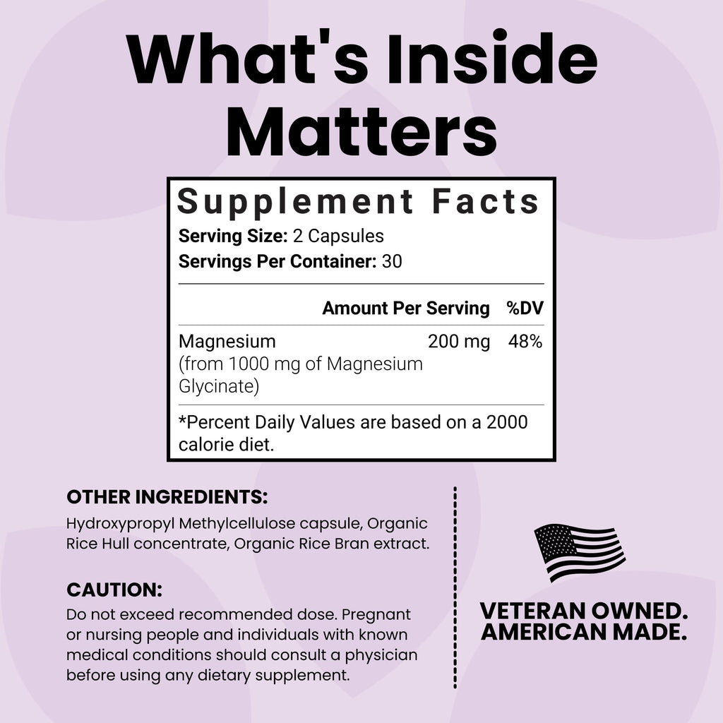 Luma Nutrition Magnesium Glycinate 1000mg - Support Stress, Sleep, Nerve & Muscle Health - 500mg Pure Magnesium Supplement Capsules - TrustMedUSA