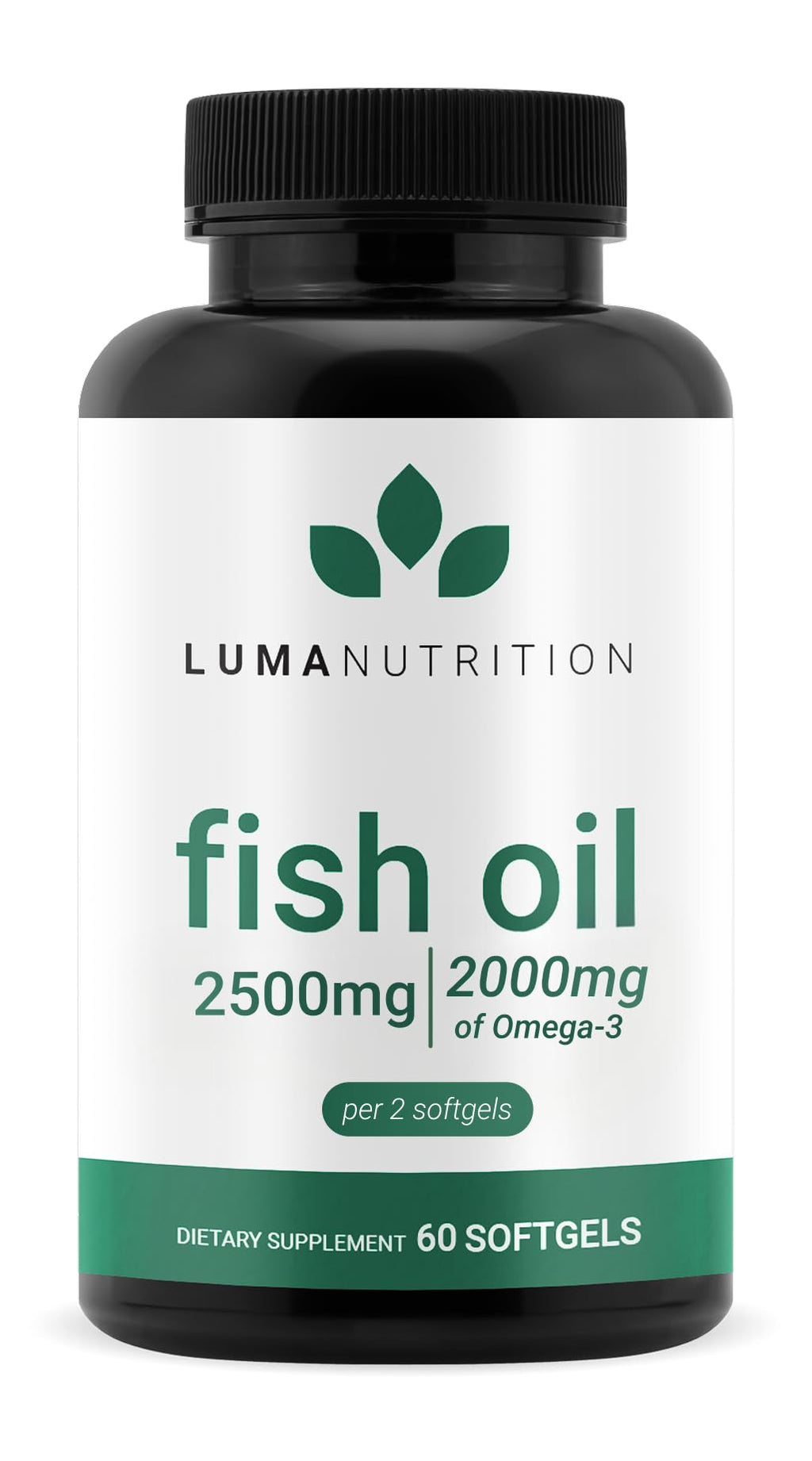 Luma Nutrition Omega 3 Fish Oil Supplement - Extra Strength 2500mg Per Serving - 2000mg EPA & DHA Per Serving - Brain and Heart Health - 60 Softgels, 30 Servings - TrustMedUSA
