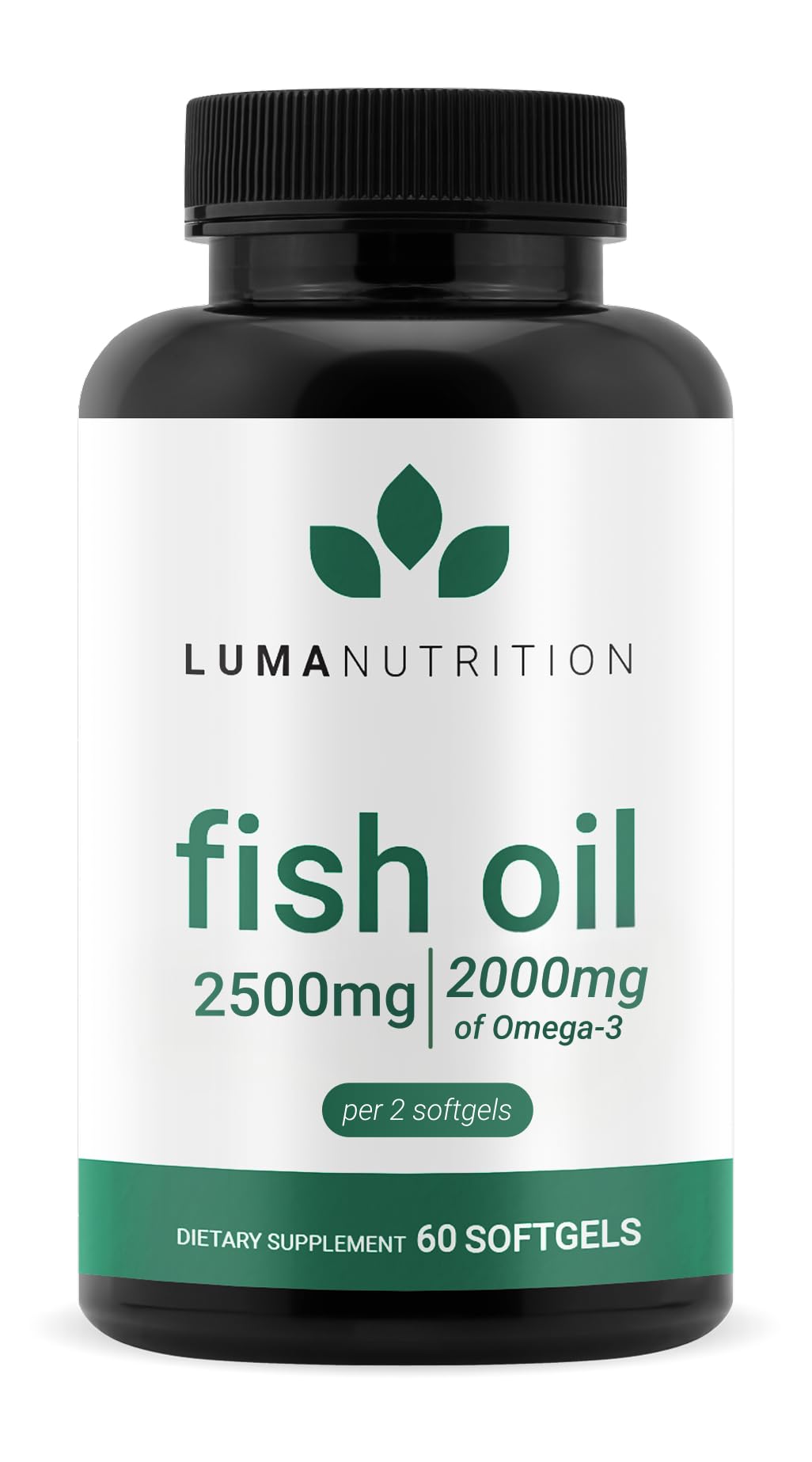 Luma Nutrition Omega 3 Fish Oil Supplement - Extra Strength 2500mg Per Serving - 2000mg EPA & DHA Per Serving - Brain and Heart Health - 60 Softgels, 30 Servings - TrustMedUSA