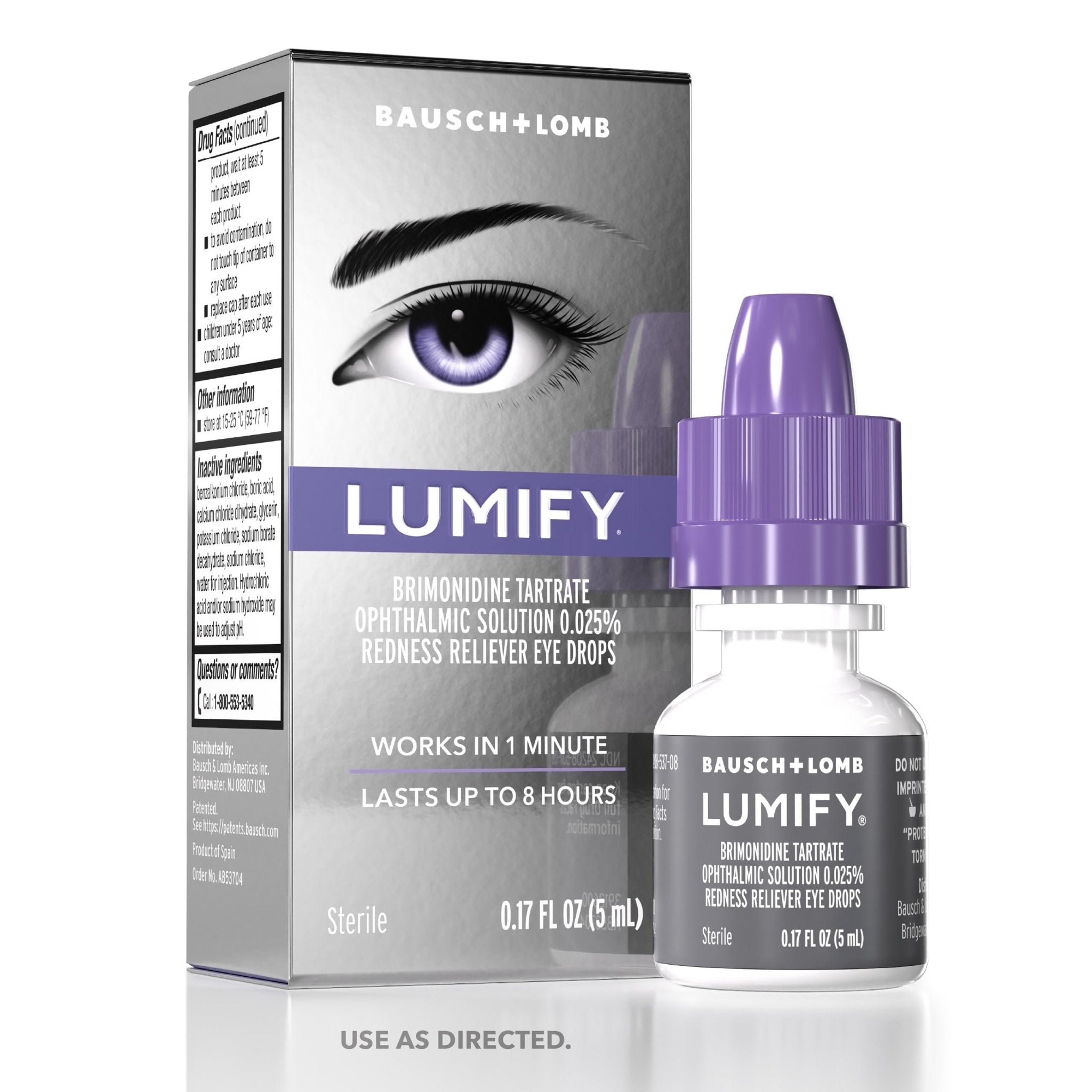 LUMIFY Eye Drops for Red Eyes, Redness Reliever for Brighter Looking Eyes, Works in 1 Minute & Lasts Up to 8 Hours, Eye Drops, 0.17 Fl Oz (5 mL) - TrustMedUSA