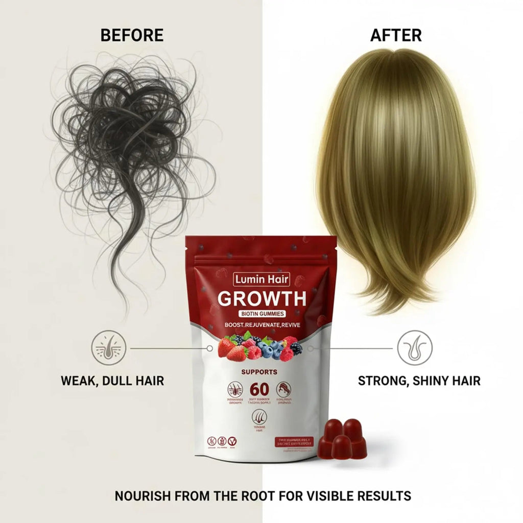 Lumin Hair Growth Gummies for Black Women, 60 Vegan Gummies, Daily Hair Nourishment with Biotin, Collagen & Botanical Extracts, Supports Healthy Hair Growth & Strength - TrustMedUSA