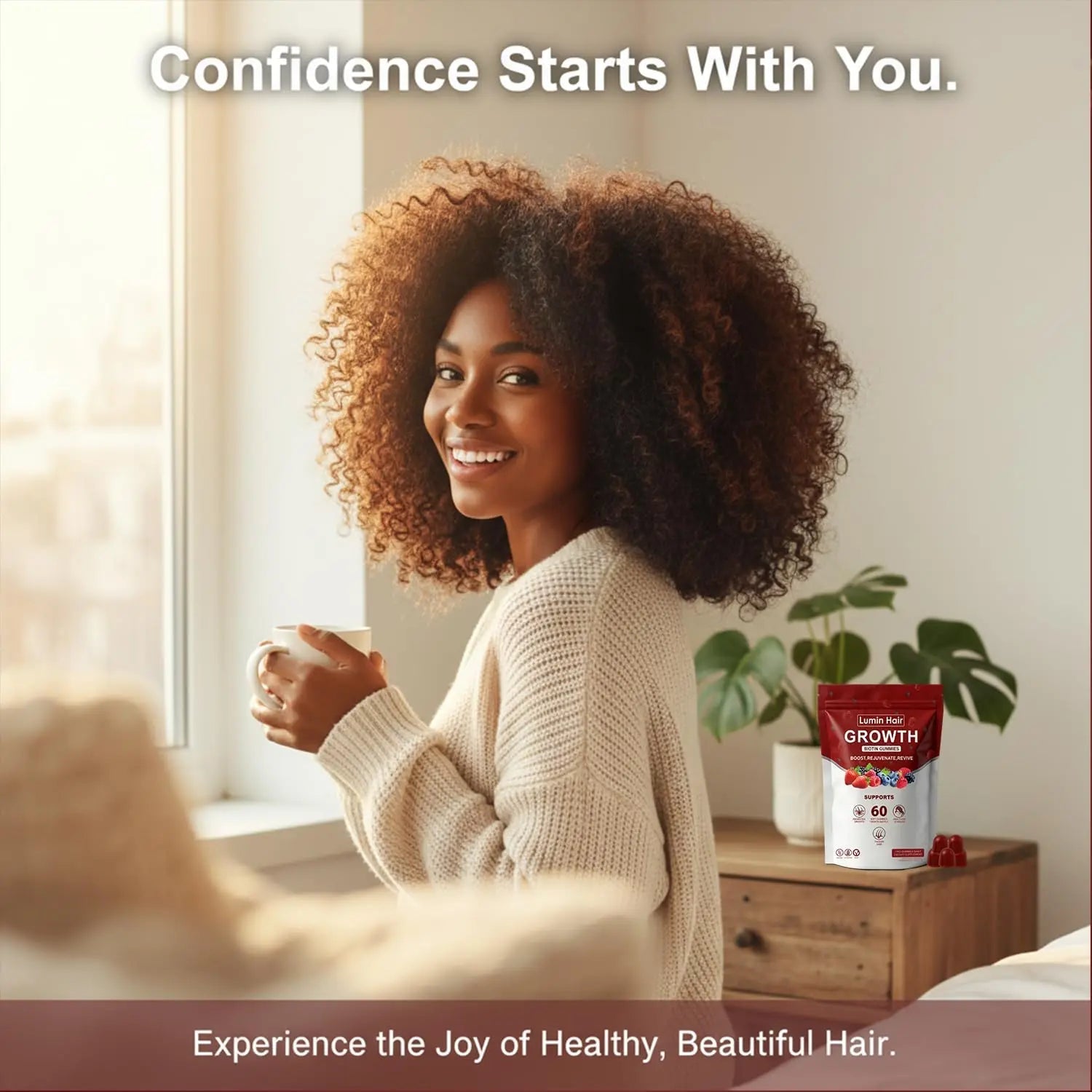 Lumin Hair Growth Gummies for Black Women, 60 Vegan Gummies, Daily Hair Nourishment with Biotin, Collagen & Botanical Extracts, Supports Healthy Hair Growth & Strength - TrustMedUSA