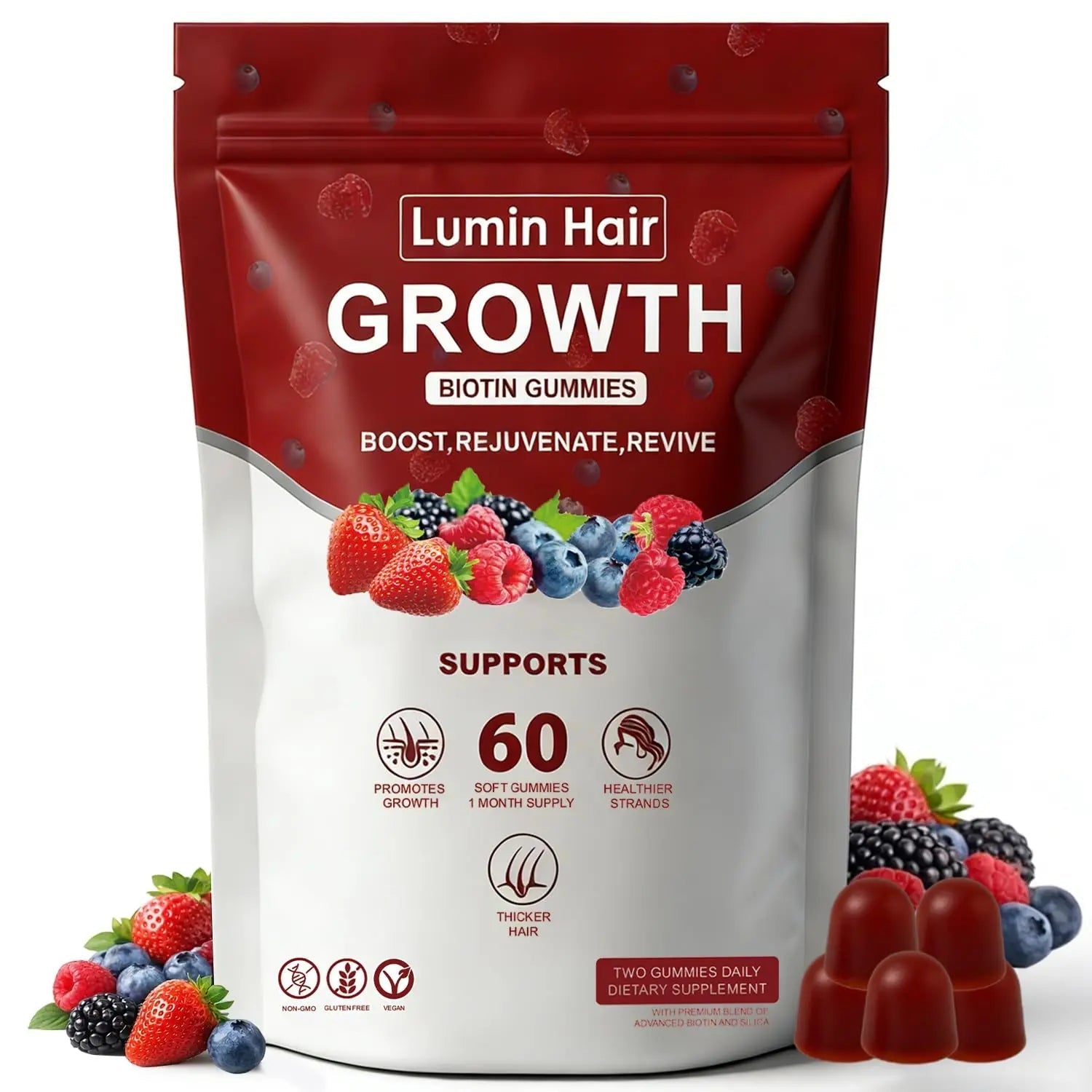 Lumin Hair Growth Gummies for Black Women, 60 Vegan Gummies, Daily Hair Nourishment with Biotin, Collagen & Botanical Extracts, Supports Healthy Hair Growth & Strength - TrustMedUSA