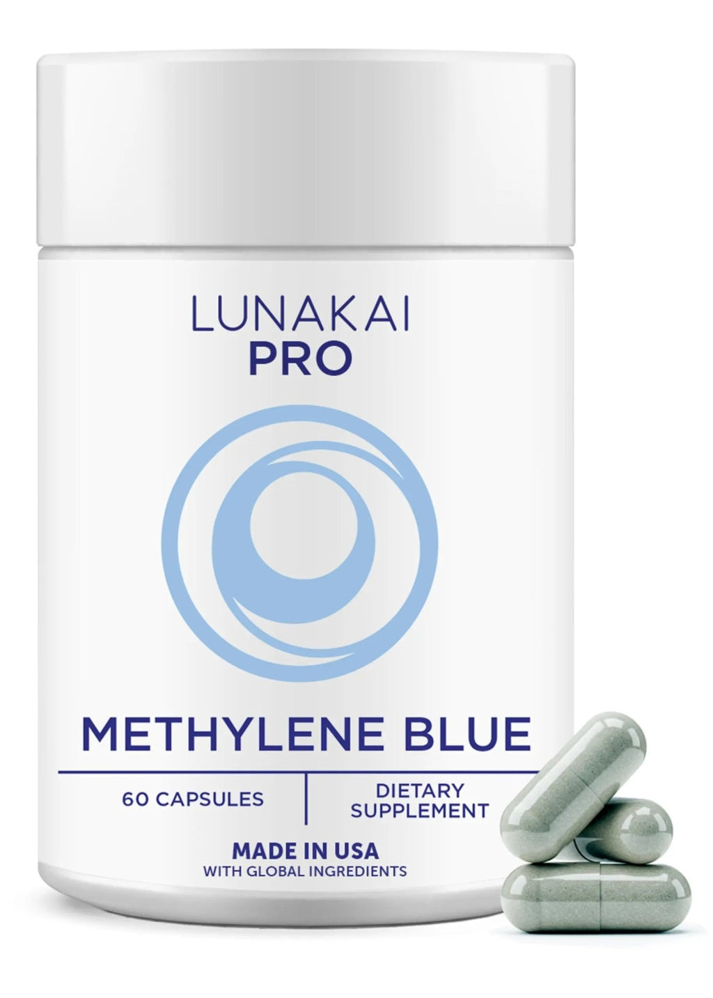 Lunakai PRO USA Made Methylene Blue Capsules Pharmaceutical Grade with Vitamin C, B6, B12 – 3rd-Party Tested Daily Brain & Focus Support Supplement for Humans, 60ct - TrustMedUSA