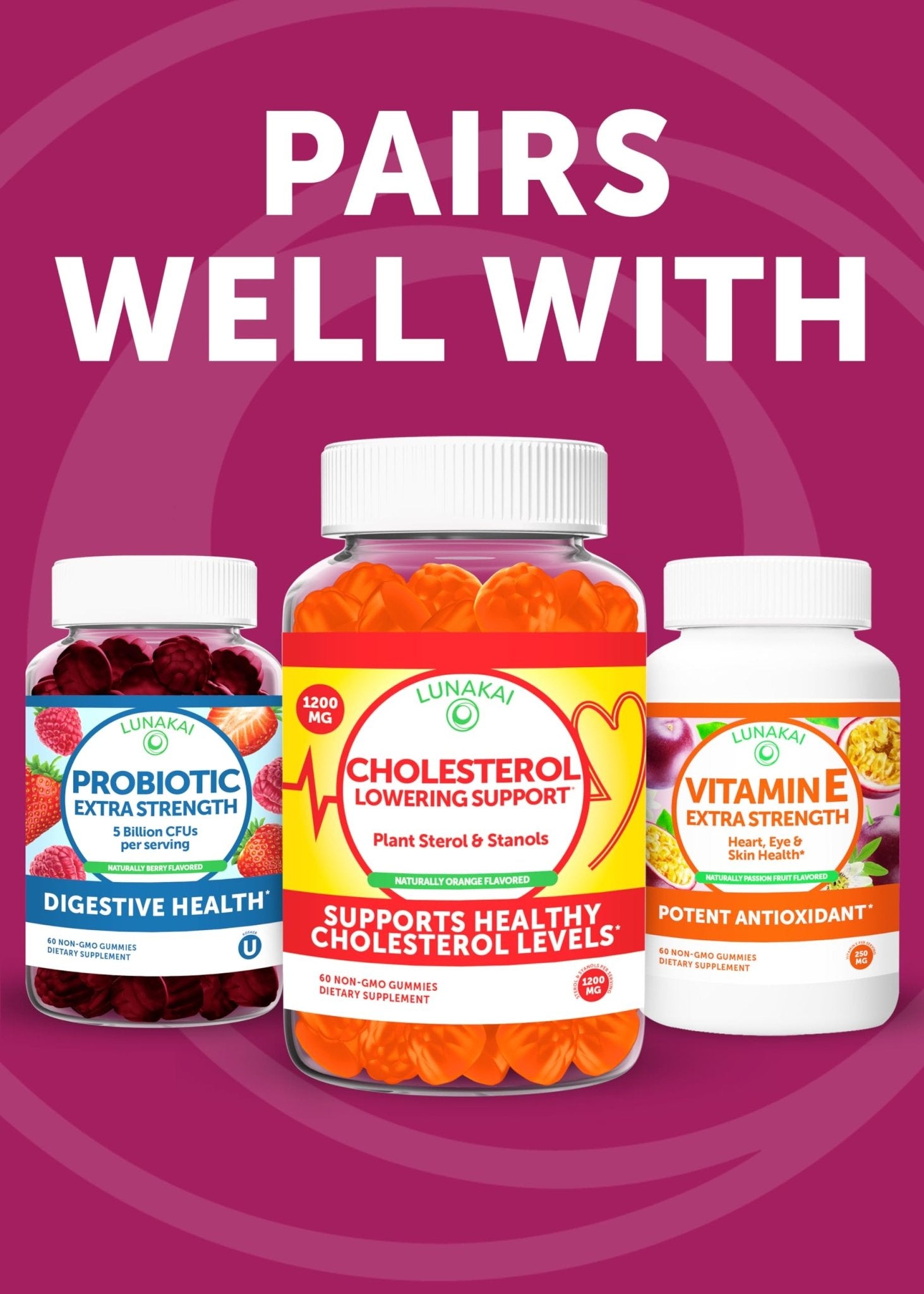 Lunakai USA Made Beet Root Gummies with Antioxidant Blend - Delicious Non-GMO Beet Chews, 60ct - TrustMedUSA