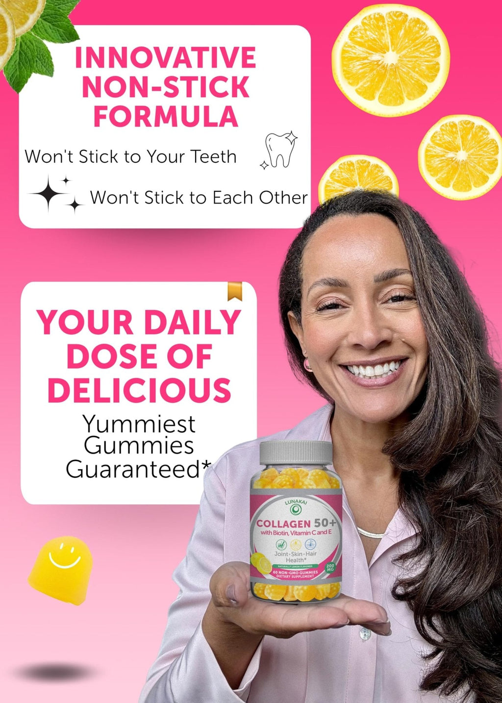Lunakai USA Made Collagen Gummies for Women & Men Over 50, Biotin & Vitamin C, Supports Skin Elasticity, Hair & Nail Strength, Joint Support, 60ct - Maple Wellness Supplements