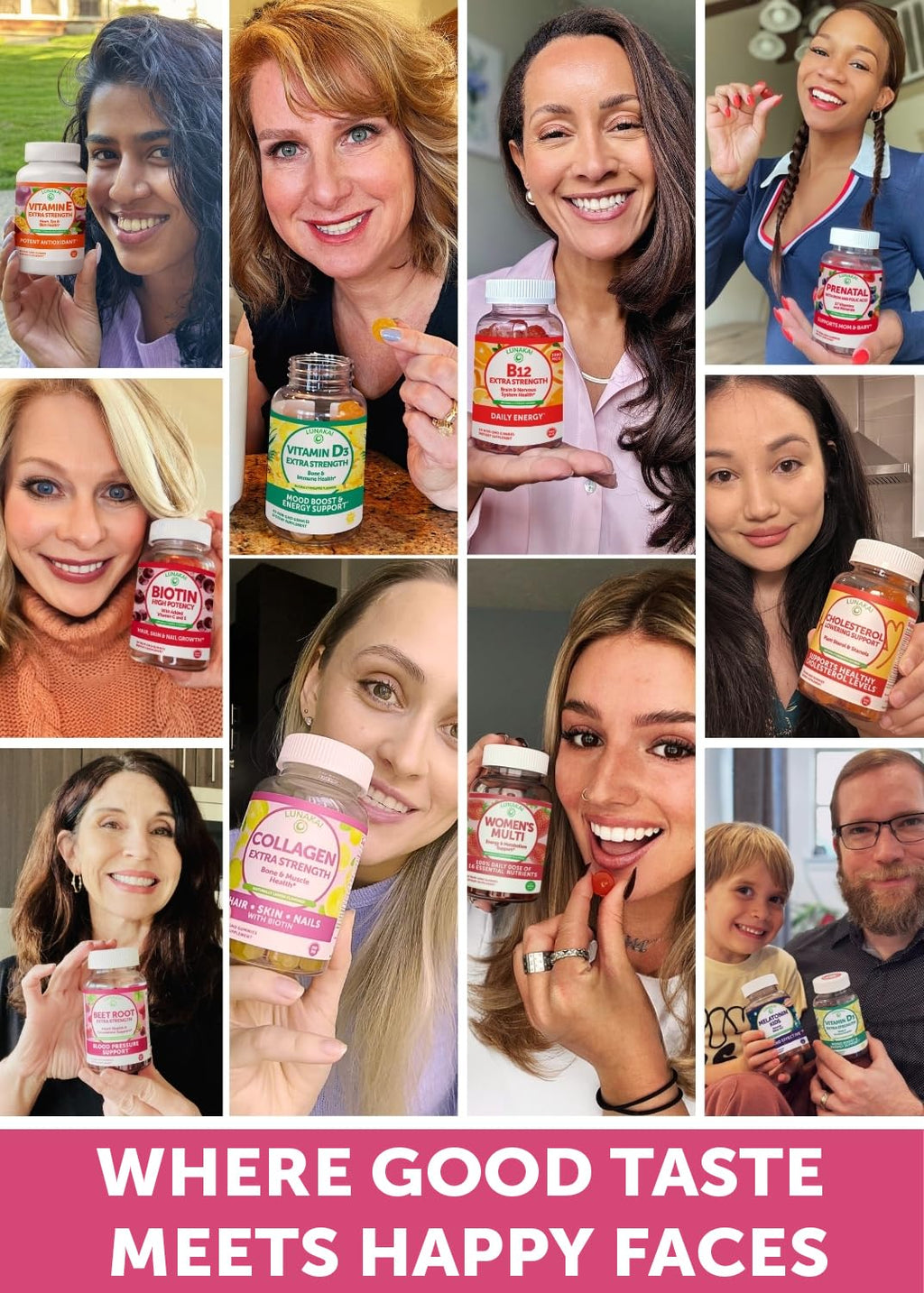 Lunakai USA Made Collagen Gummies for Women & Men Over 50, Biotin & Vitamin C, Supports Skin Elasticity, Hair & Nail Strength, Joint Support, 60ct - Maple Wellness Supplements