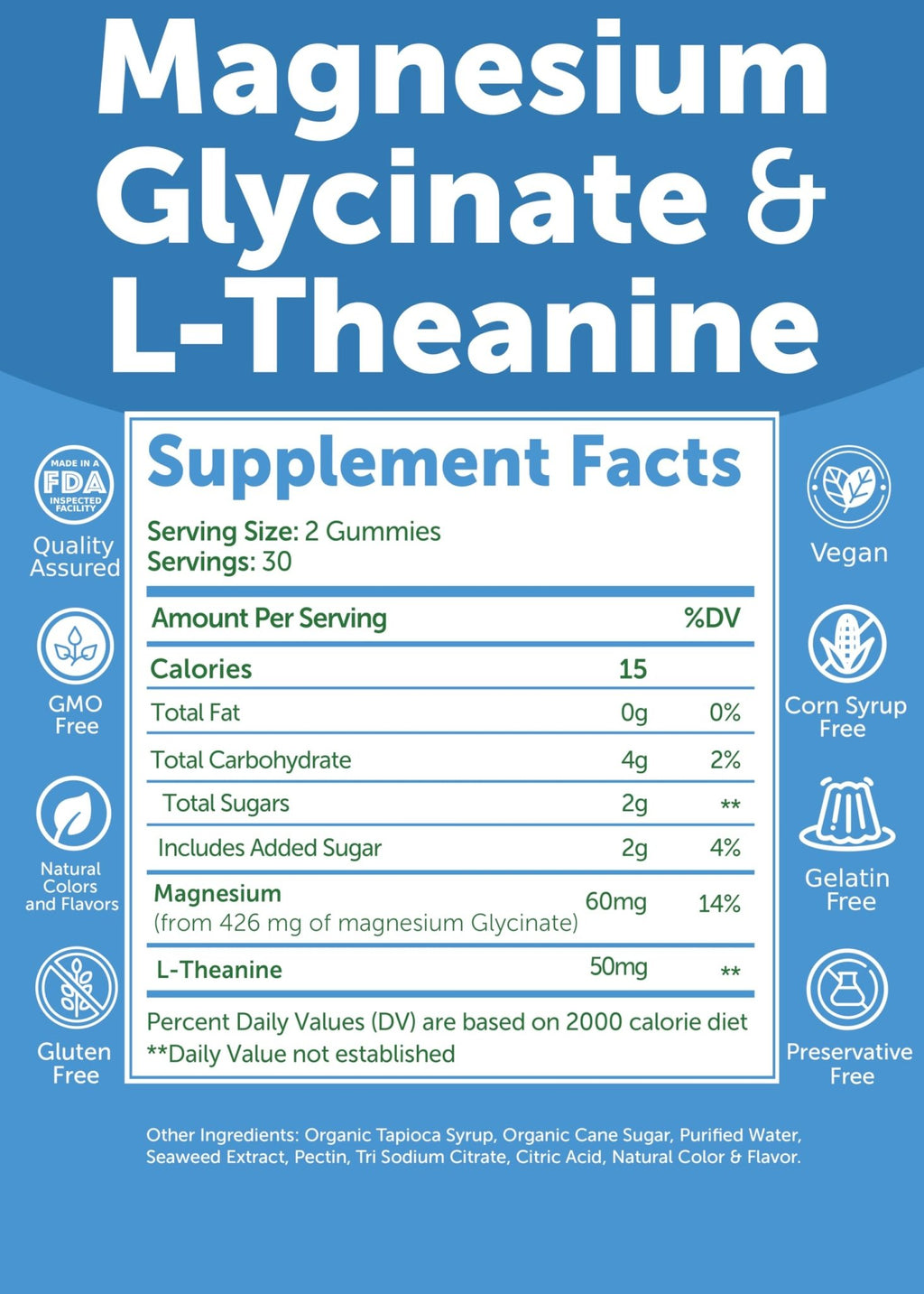 Lunakai USA Made Magnesium Glycinate Gummies 426mg with L-Theanine – Calm, Sleep, Stress Relief for Adults & Kids, Non-GMO, Vegan, 60ct - TrustMedUSA