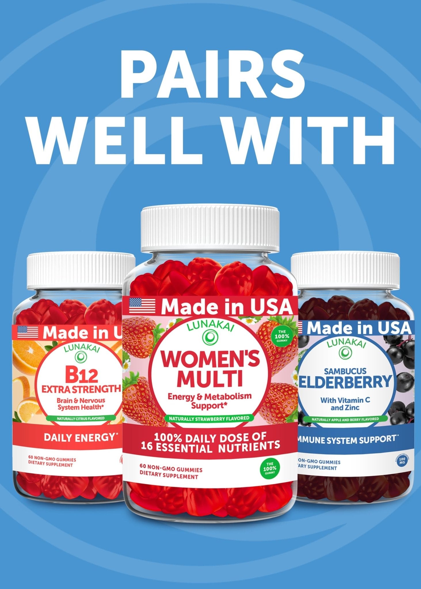 Lunakai USA Made Magnesium Glycinate Gummies with L-Theanine for Kids & Adults – 420mg Magnesium Supplement for Calm - TrustMedUSA