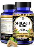 Lunakai USA Made Pure Shilajit Capsules with Ashwagandha, Rhodiola & Cordyceps - Extra Strength Shilajit Extract for Men & Women, 60ct - TrustMedUSA