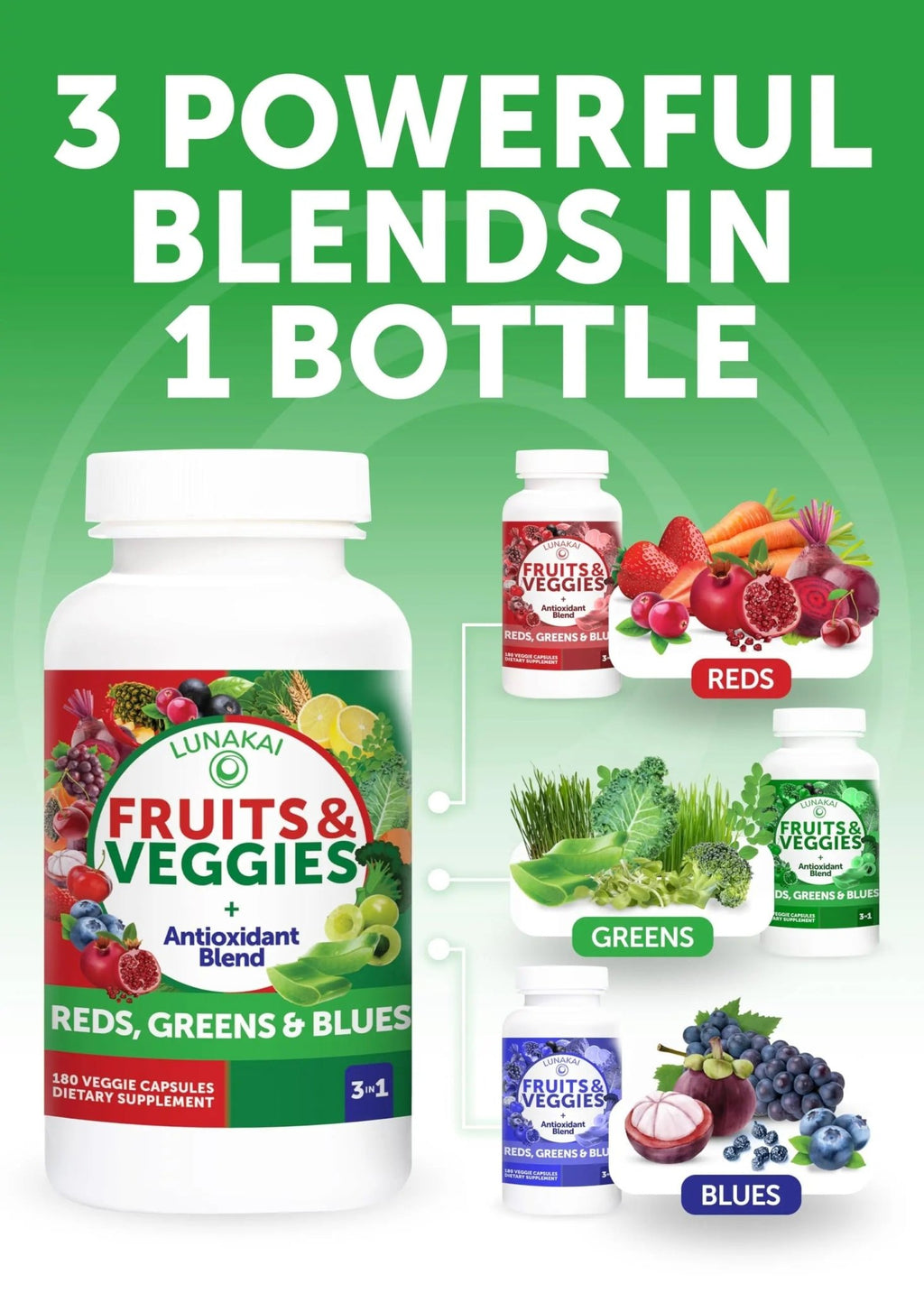 Lunakai USA Made Superfood Fruits & Veggies Supplement & Irish Sea Moss Bundle with 4 Blends, Black Seed Oil & Ashwagandha for Immune & Wellness Support - TrustMedUSA