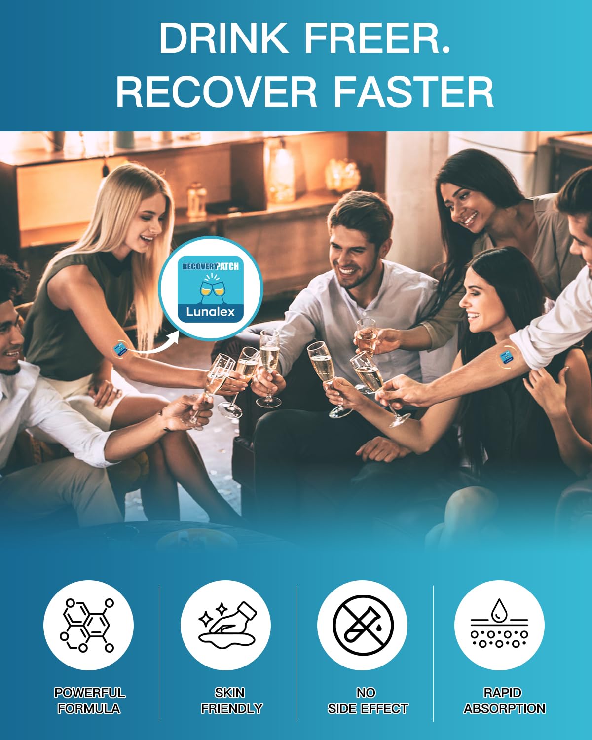 Lunalex Recovery Patch 48 Pack - Wake Up Refreshed & Balanced After Celebration - Plant-Based Formula for Morning Wellness - Bachelorette & Wedding Party Favors - 2 Patches per Sachet, Waterproof - TrustMedUSA