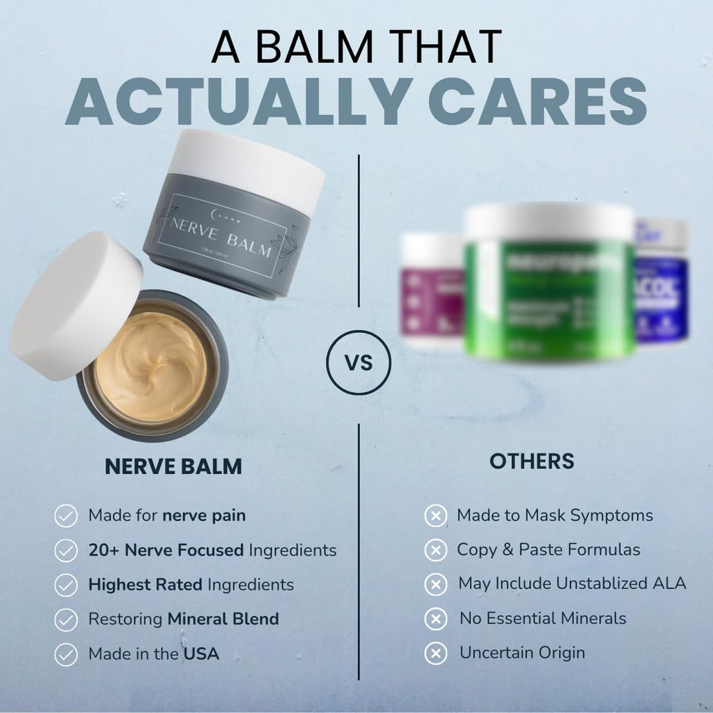 Lune Nerve Balm – Neuropathy Cream for Burning, Tingling & Numbness in Feet & Hands | Natural Nerve Pain Relief Cream with Arnica, Vitamin B6 & Magnesium | 3.4 oz - TrustMedUSA