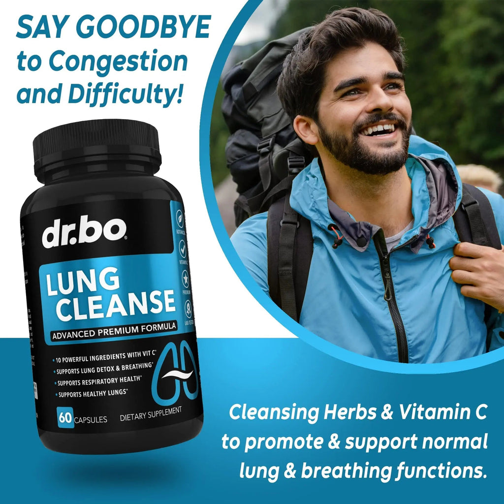 Lung Cleanse Support Supplement - Respiratory Supplements to Quit & Stop Smoking Aids - Herbal Detox for Lungs & Bronchial Health - Smokers Cleanser Breathe Aid for Mucus Clear Relief - 60 Capsules - TrustMedUSA