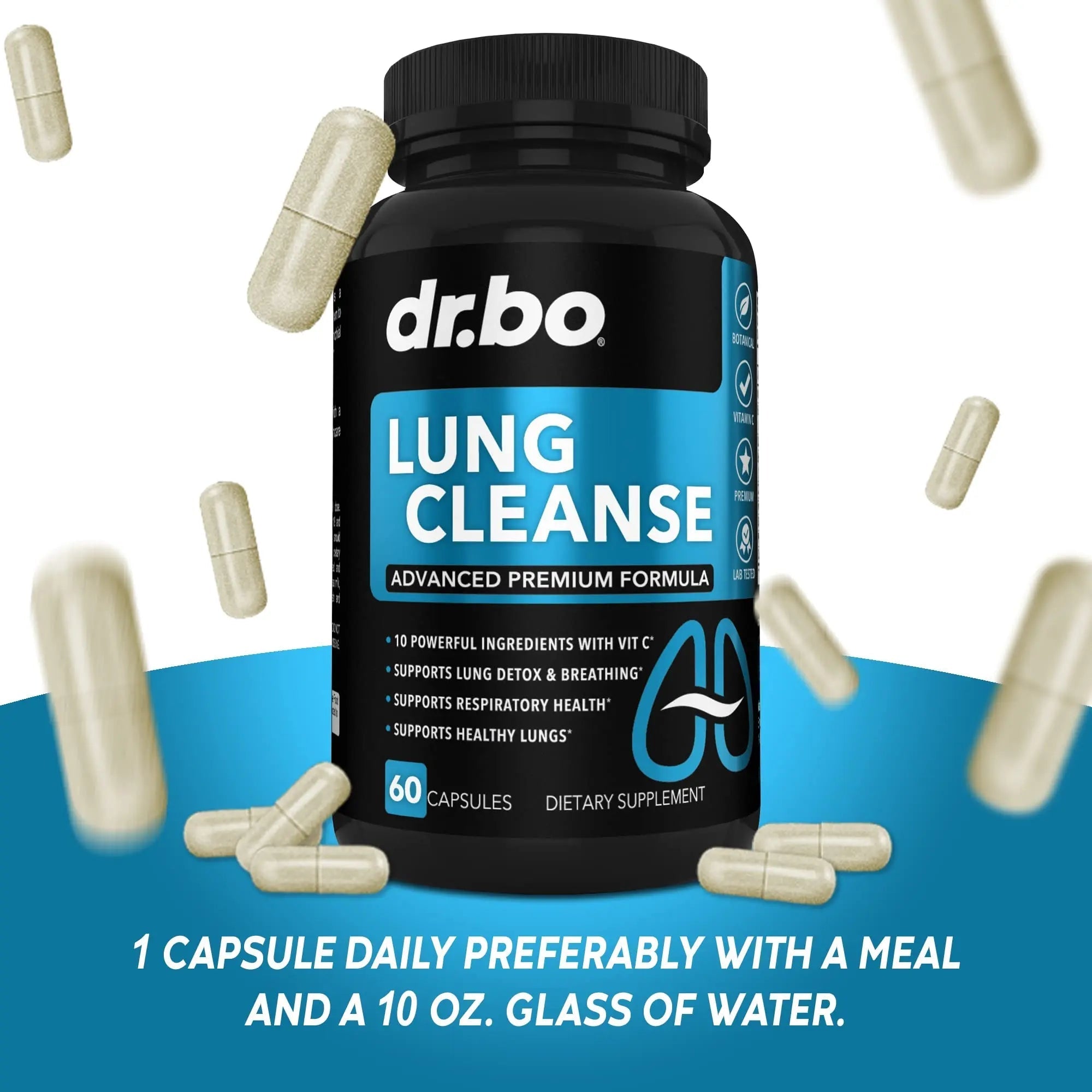 Lung Cleanse Support Supplement - Respiratory Supplements to Quit & Stop Smoking Aids - Herbal Detox for Lungs & Bronchial Health - Smokers Cleanser Breathe Aid for Mucus Clear Relief - 60 Capsules - TrustMedUSA