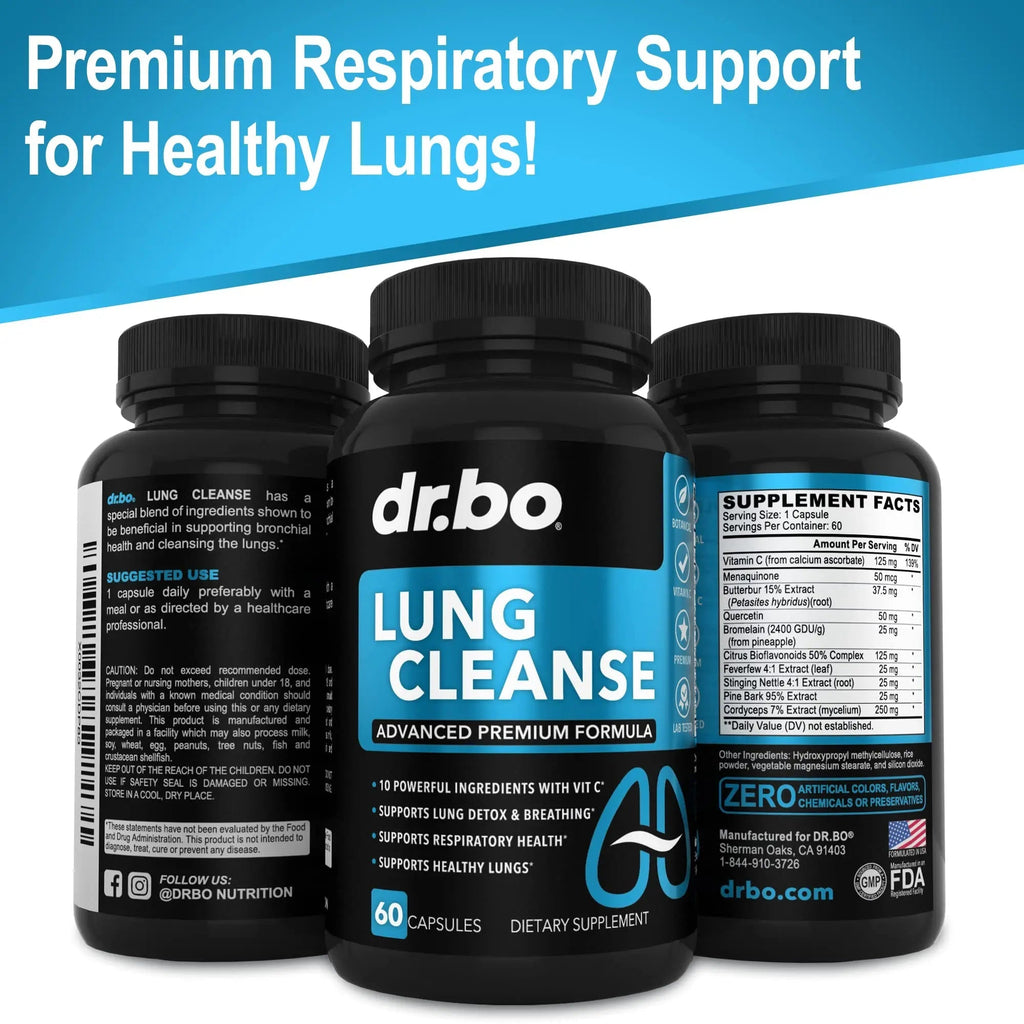Lung Cleanse Support Supplement - Respiratory Supplements to Quit & Stop Smoking Aids - Herbal Detox for Lungs & Bronchial Health - Smokers Cleanser Breathe Aid for Mucus Clear Relief - 60 Capsules - TrustMedUSA