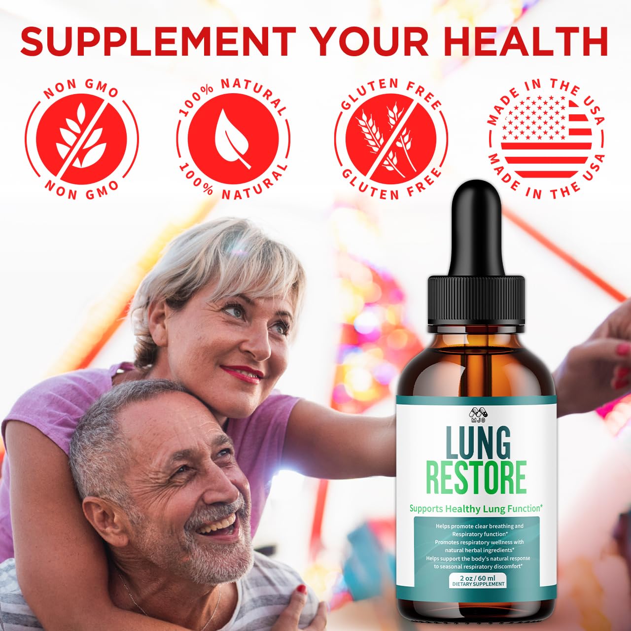 Lung Restore Drops, Official LungRestore Liquid Supplement Drops with All Natural Ingredients, Lung Restore Advanced Lungs Wellness Support Formula with Premium Vitamins for Women & Men (30 Servings) - TrustMedUSA