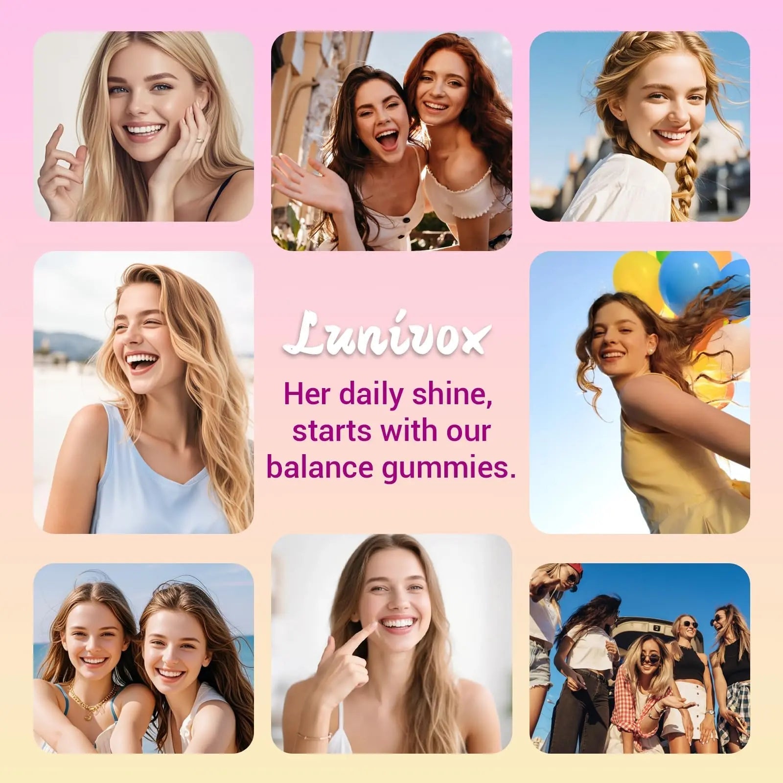 Lunivox Her Juicy Feminine Probiotics Gummies for Women, with Prebiotics & Slippery Elm - Promotes pH Balance, Gut Health & Immune Support - Pineapple Flavor, 60 Count - TrustMedUSA