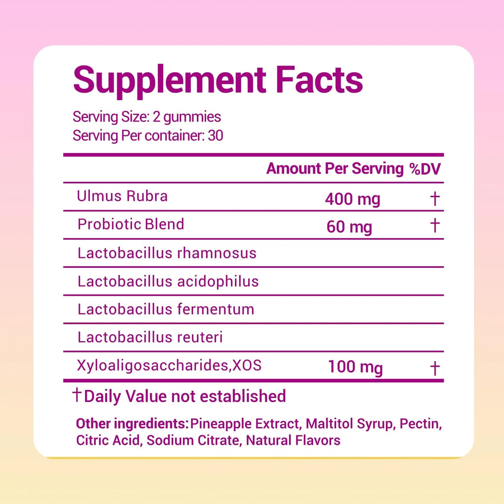 Lunivox Her Juicy Feminine Probiotics Gummies for Women, with Prebiotics & Slippery Elm - Promotes pH Balance, Gut Health & Immune Support - Pineapple Flavor, 60 Count - TrustMedUSA