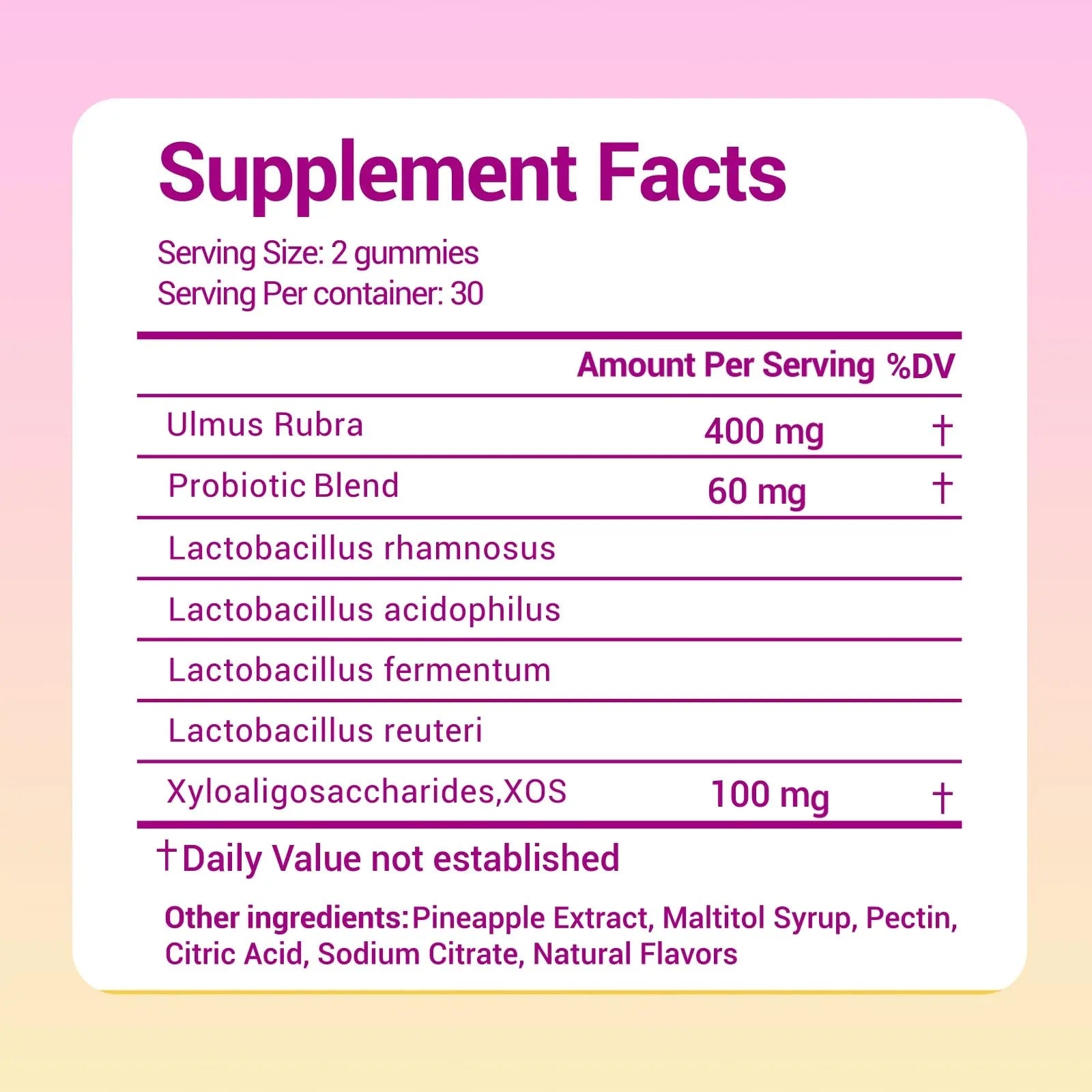 Lunivox Her Juicy Feminine Probiotics Gummies for Women, with Prebiotics & Slippery Elm - Promotes pH Balance, Gut Health & Immune Support - Pineapple Flavor, 60 Count - TrustMedUSA