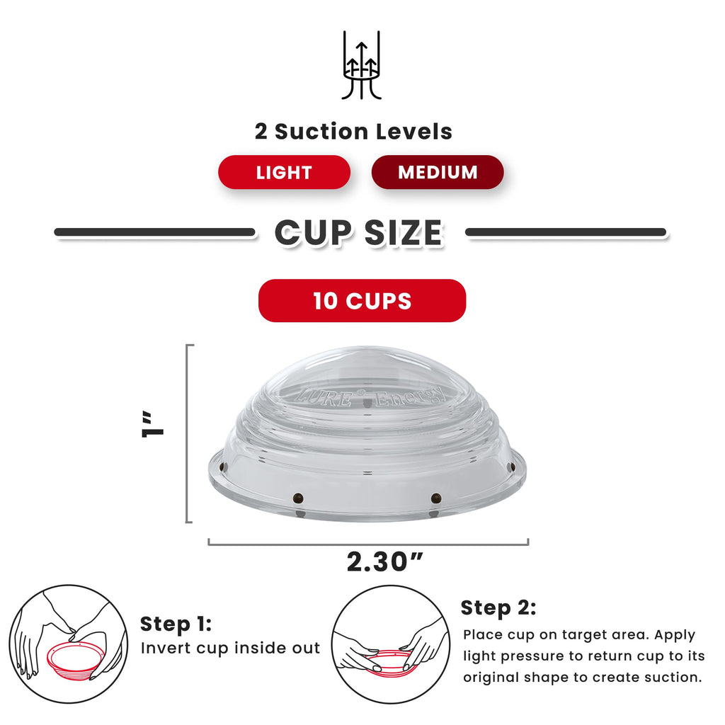 Lure Essentials Cupping Therapy Set 10 Professional Silicone Cupping Cups for Muscle Knots, Joints, Muscles, Arms and Feet - TrustMedUSA