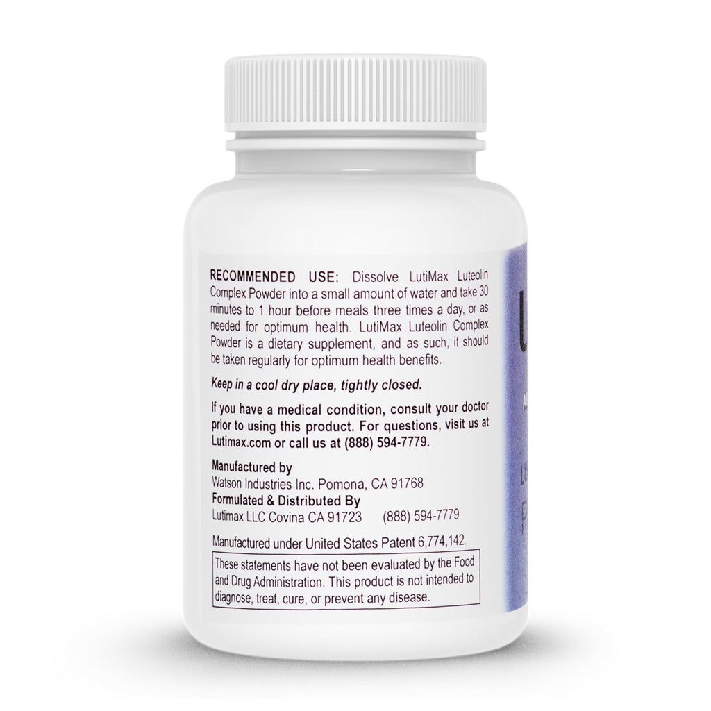 Lutimax Luteolin Complex Powder Brain Supplement with Rutin - Nootropic Brain Supplements for Memory and Focus to Improve Brain Health - Antioxidant Supplement for Immune Support - 100 Servings Solo - TrustMedUSA
