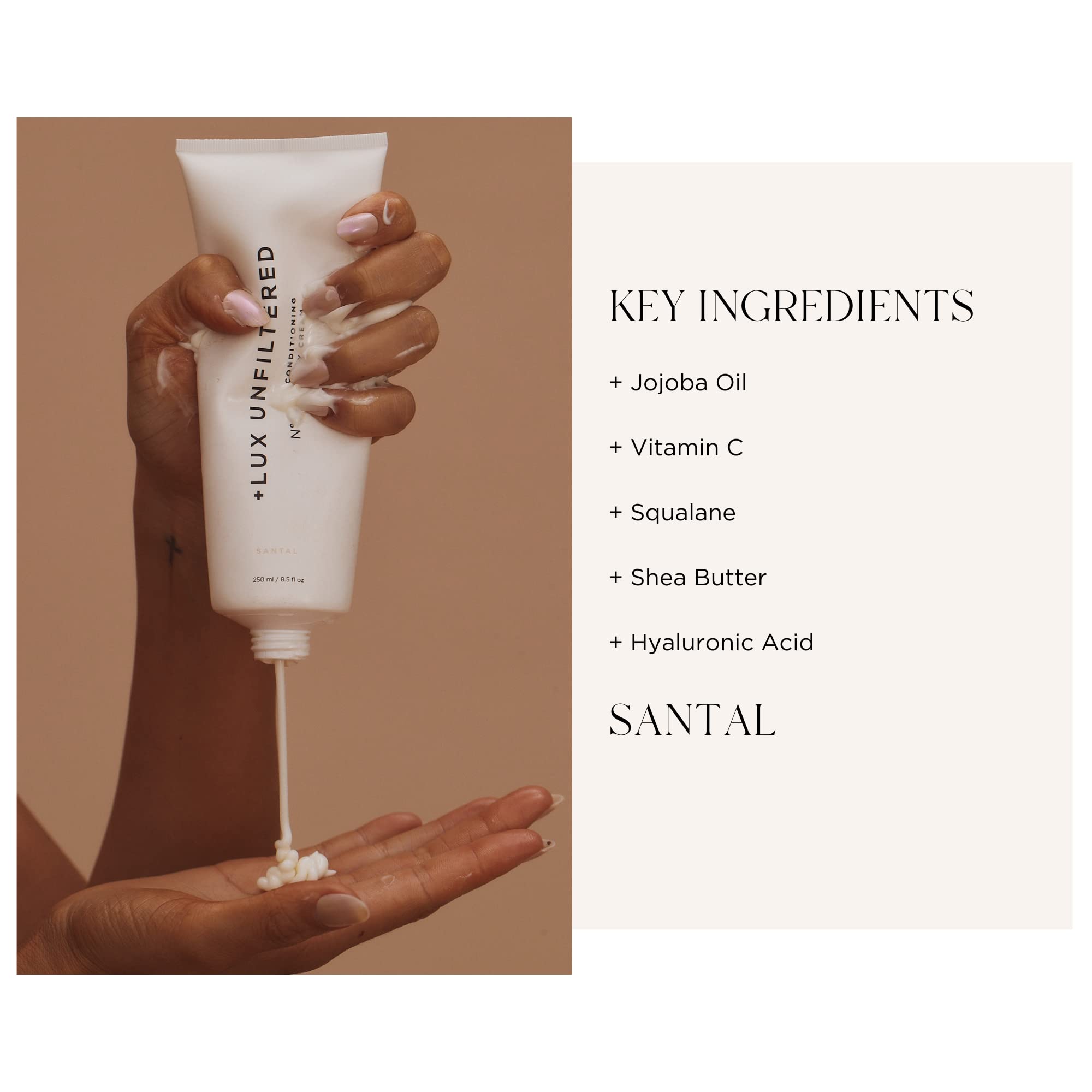 '+ Lux Unfiltered Tall Pour N°14 Body Lotion for Women - Moisturizing Body Cream with Jojoba, Squalane, Shea Butter, Vitamin C & Hyaluronic Acid - Hydrating Body Lotion, Non-Greasy - Santal - TrustMedUSA
