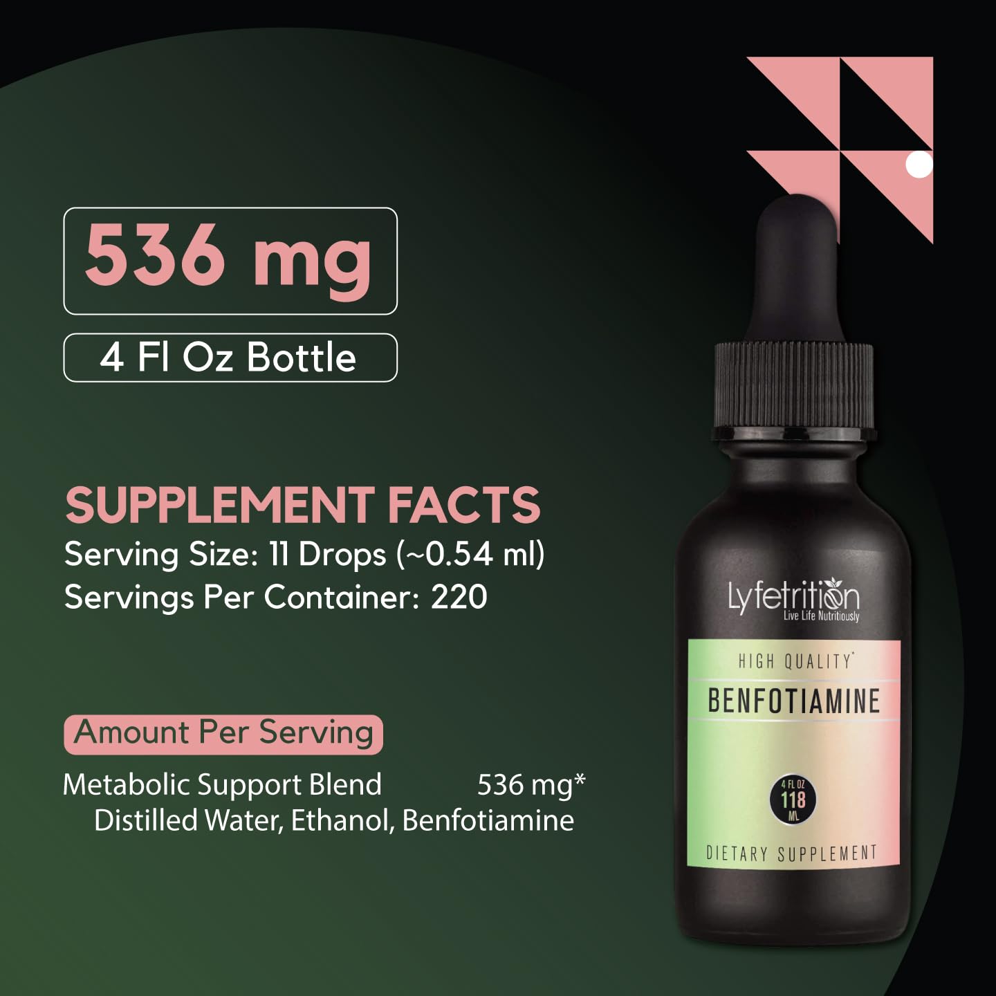 Lyfetrition Benfotiamine 118 ml, 4 FL Oz Liquid, 220 Servings, Made in USA, Quick Absorption, Potent Ingredients, Non-GMO - TrustMedUSA