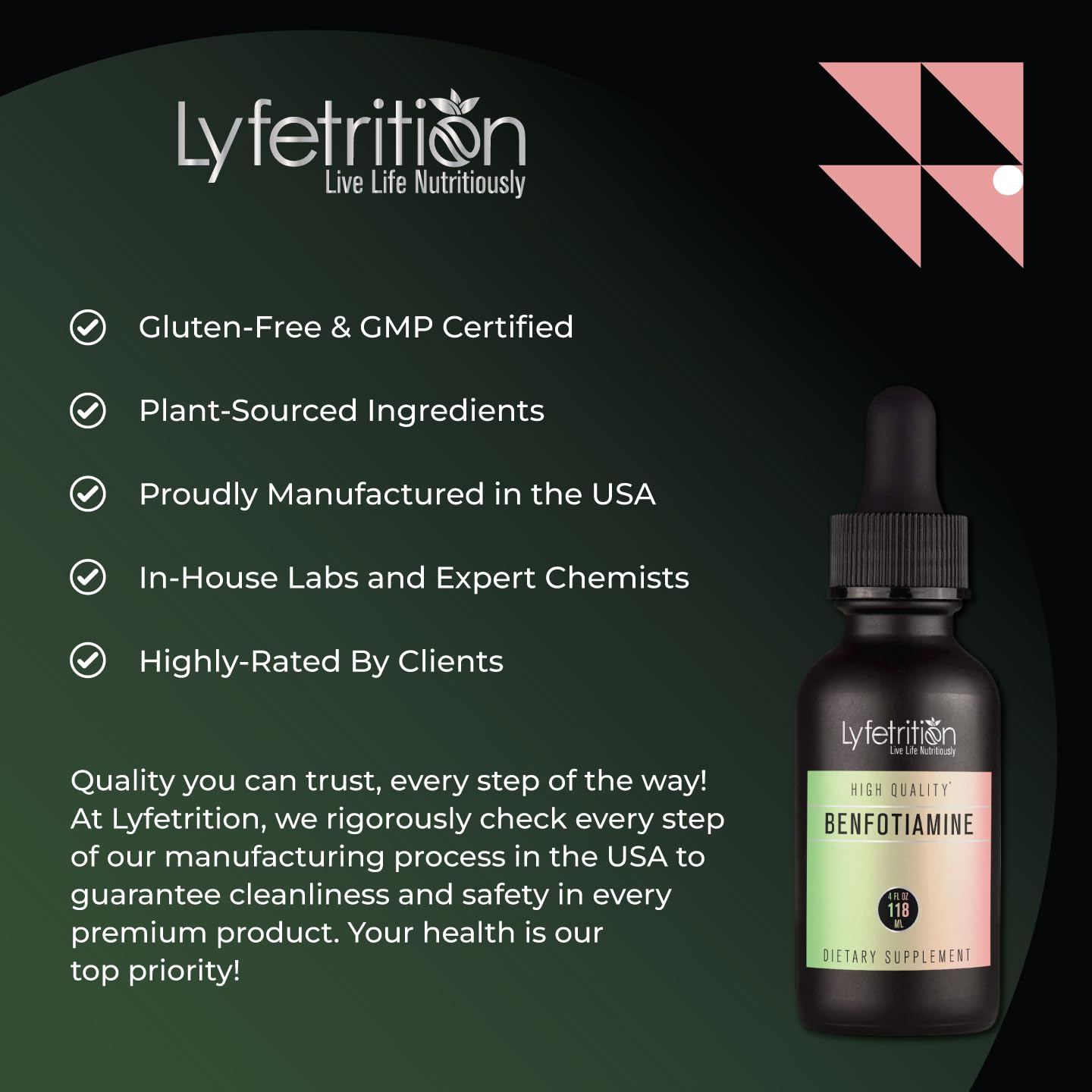 Lyfetrition Benfotiamine 118 ml, 4 FL Oz Liquid, 220 Servings, Made in USA, Quick Absorption, Potent Ingredients, Non-GMO - TrustMedUSA