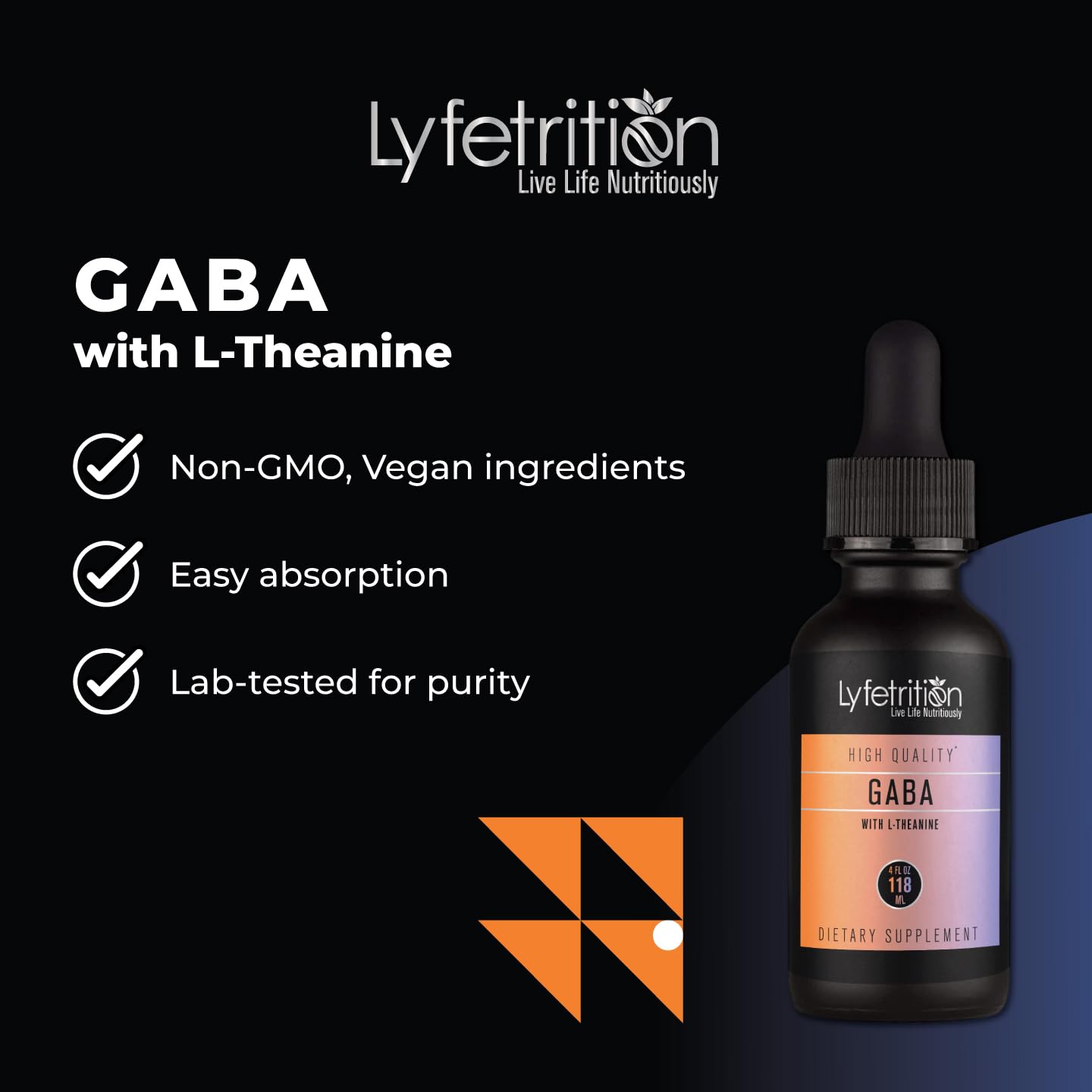 Lyfetrition GABA with L-Theanine, Ginkgo Biloba (Salisburia biloba) Extract, Organic Peruvian MACA Root (Lepidium meyenii) Extract, 118 ml, 4 FL Oz Liquid, 220 Servings, Made in USA, Quick Absorption - TrustMedUSA