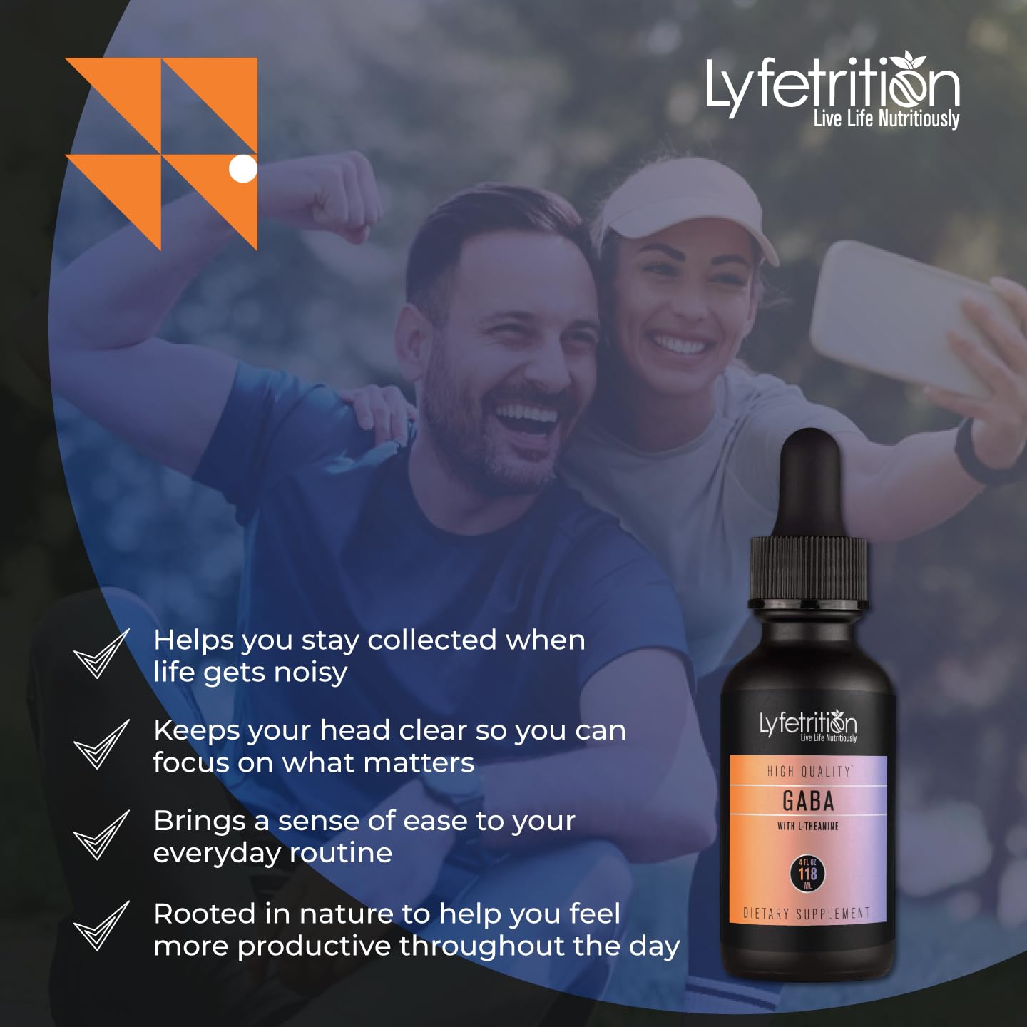 Lyfetrition GABA with L-Theanine, Ginkgo Biloba (Salisburia biloba) Extract, Organic Peruvian MACA Root (Lepidium meyenii) Extract, 118 ml, 4 FL Oz Liquid, 220 Servings, Made in USA, Quick Absorption - TrustMedUSA