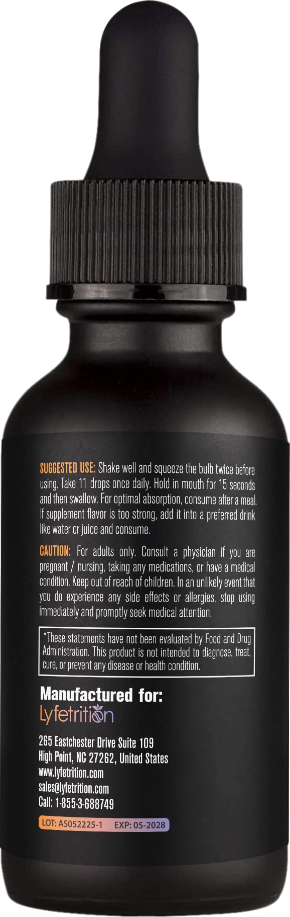 Lyfetrition GABA with L-Theanine, Ginkgo Biloba (Salisburia biloba) Extract, Organic Peruvian MACA Root (Lepidium meyenii) Extract, 118 ml, 4 FL Oz Liquid, 220 Servings, Made in USA, Quick Absorption - TrustMedUSA