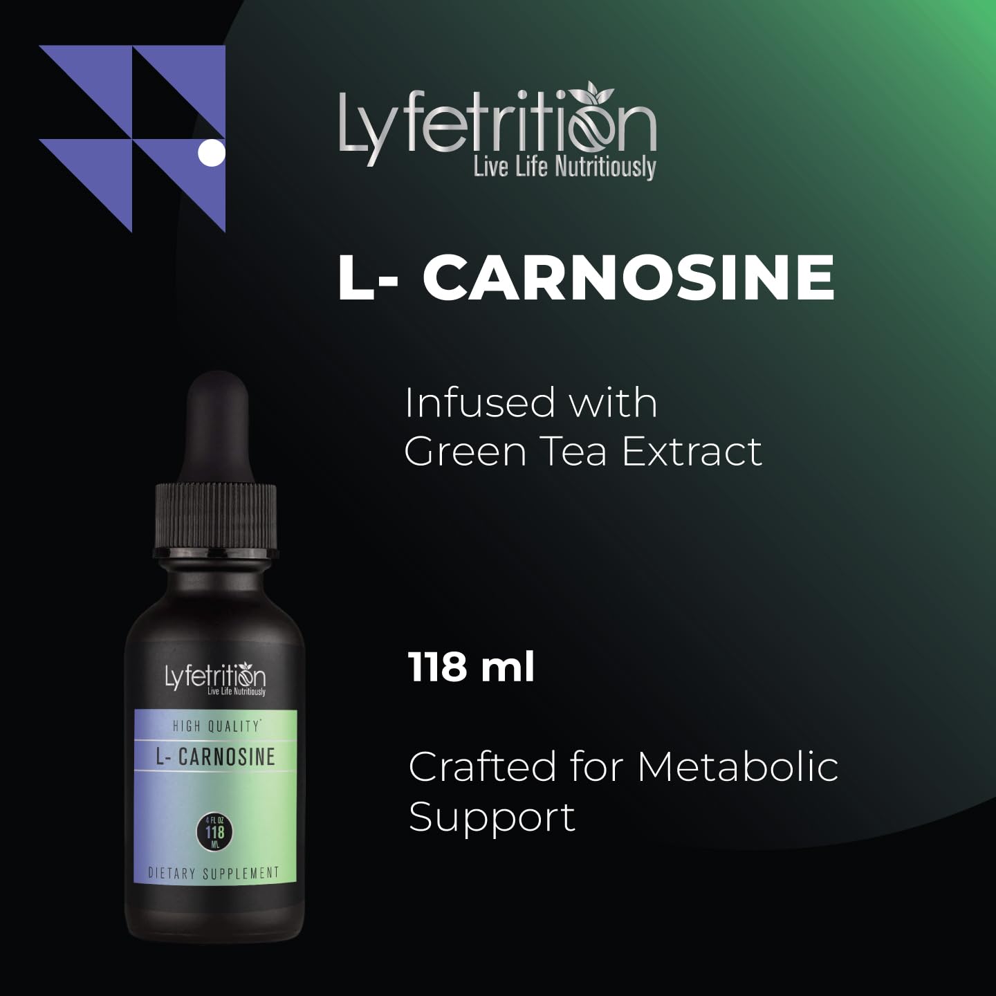 Lyfetrition L-Carnosine Liquid Supplement 118 ml, 4 FL Oz Liquid, 220 Servings, Made in USA, Quick Absorption, Potent Ingredients, Non-GMO - TrustMedUSA