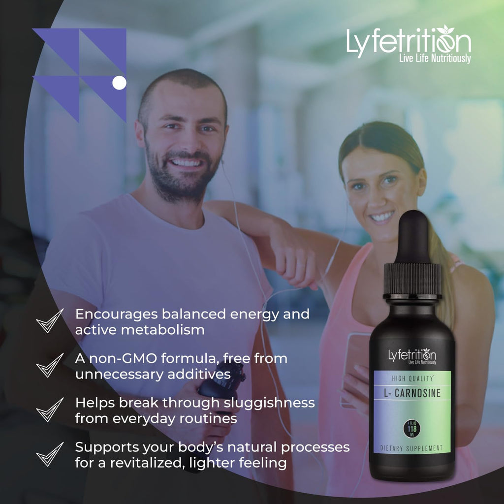 Lyfetrition L-Carnosine Liquid Supplement 118 ml, 4 FL Oz Liquid, 220 Servings, Made in USA, Quick Absorption, Potent Ingredients, Non-GMO - TrustMedUSA