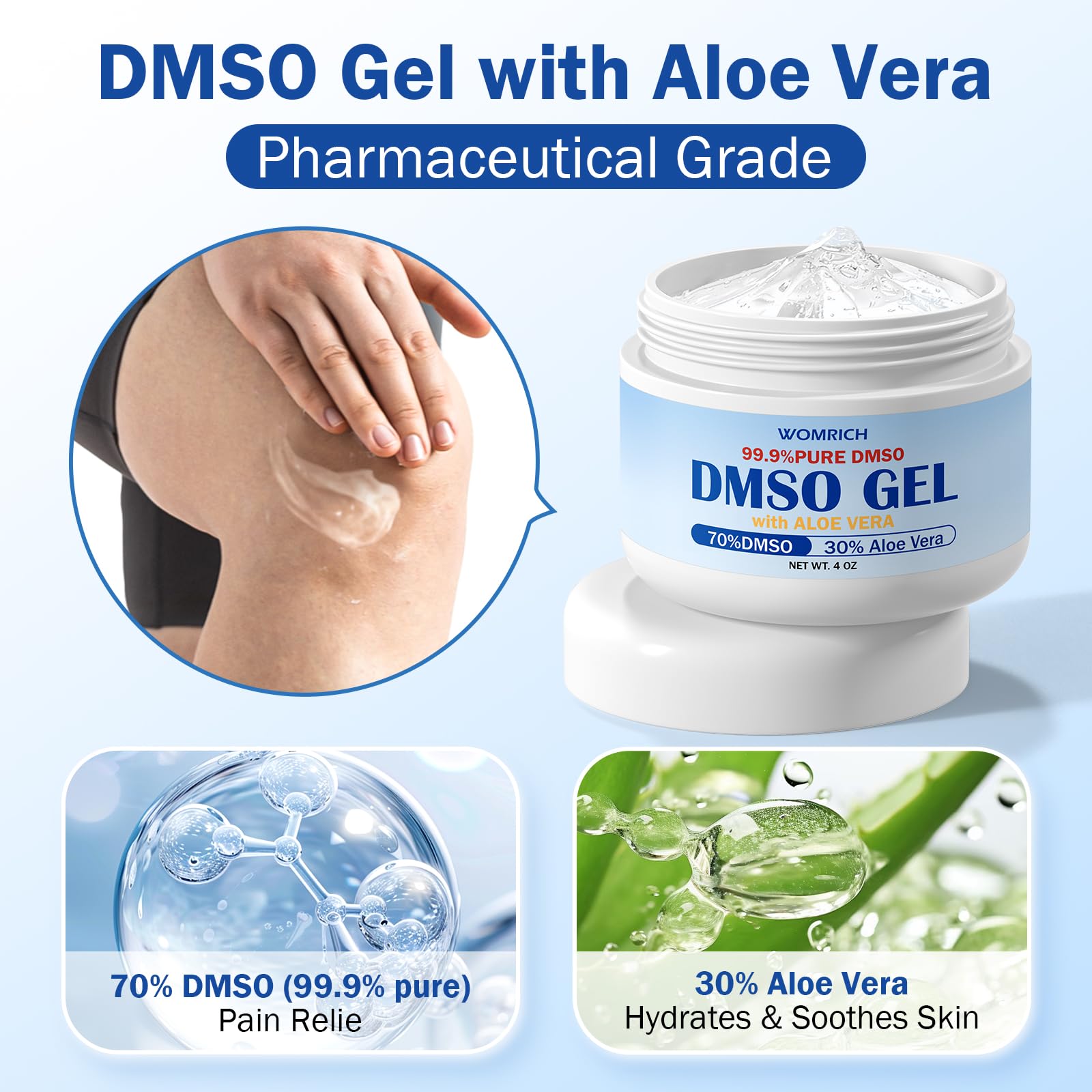 Lymph MD DMSO Gel with Aloe Vera - DMSO Pharmaceutical Grade for Joints and Muscles - Dimethyl Sulfoxide Cream 4 Oz - High Purity & Low Odor - TrustMedUSA