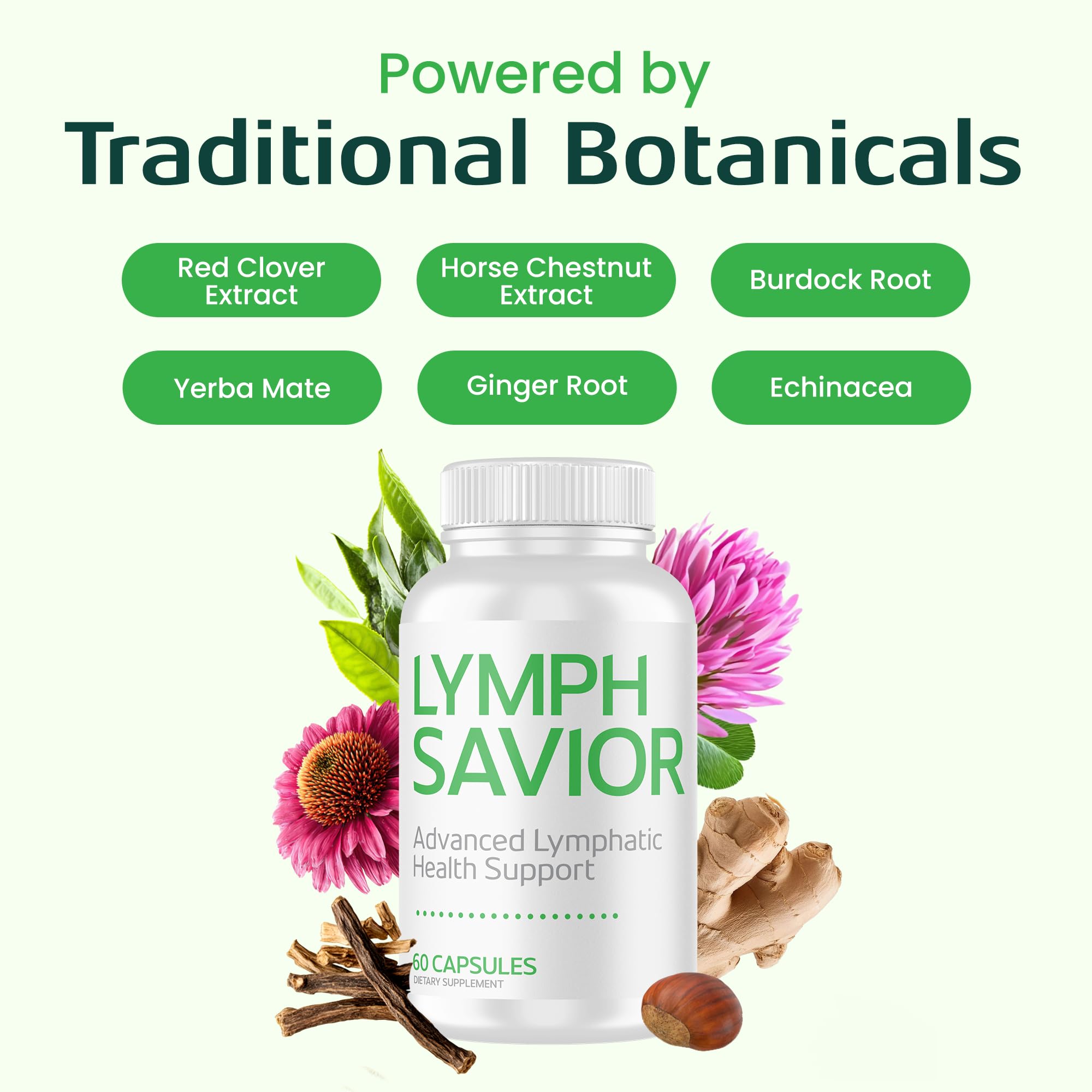 Lymph Savior - Plant-Based Lymphatic Support Supplement with Red Clover, Horse Chestnut & Burdock Root for Fluid Balance & Daily Wellness - Non-GMO, Made in USA - 30-Day Supply, 1 Bottle - Maple Wellness Supplements