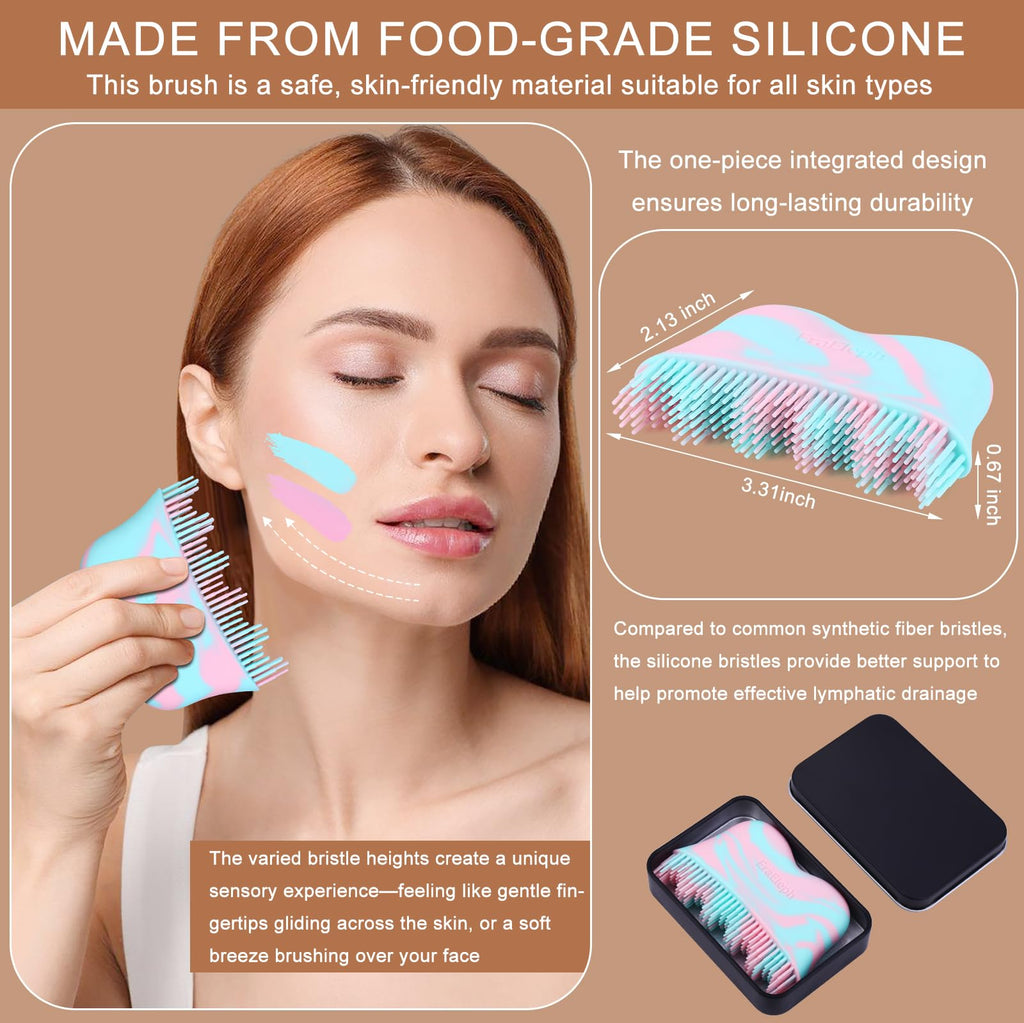 Lymphatic Contour Face Brush, Silicone Lymphatic Drainage Massager, Dry Brush Alternative to Gua Sha for Face and Body - Maple Wellness Supplements