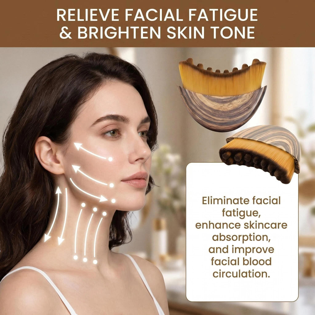 Lymphatic Contour Face Brush,Lymphatic Face Brush,Lymphatic Drainage Brush,Dry Brush,Neck,Chin & Face Sculpting,Anti-Puffiness,Gua Sha & Improves Skin Glow,Skin Care Massage Tools. - Maple Wellness Supplements