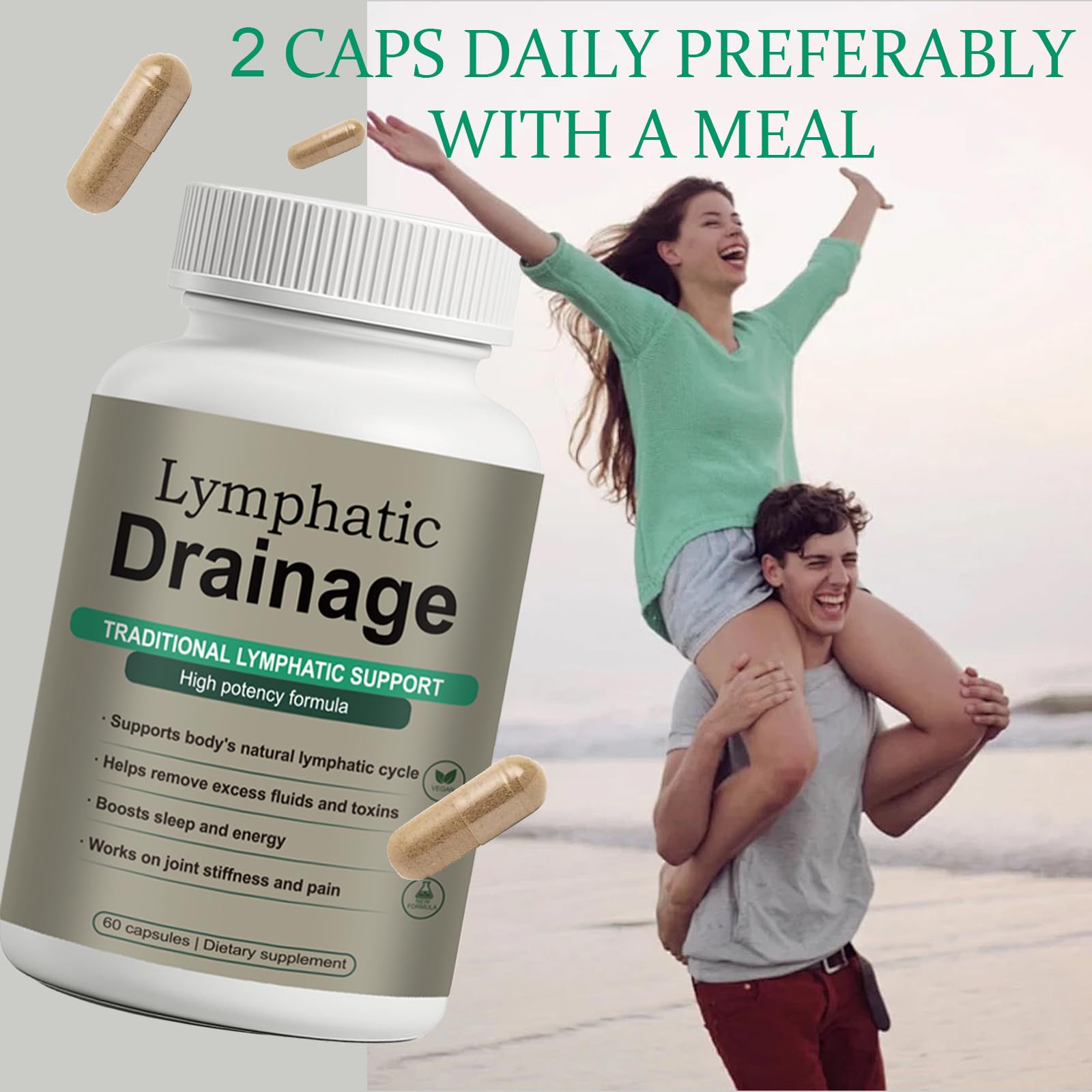 Lymphatic Drainage Capsules – Natural Herbal Blend with Dandelion, Burdock, Kelp & Echinacea – Supports Circulation & Fluid Balance - Maple Wellness Supplements