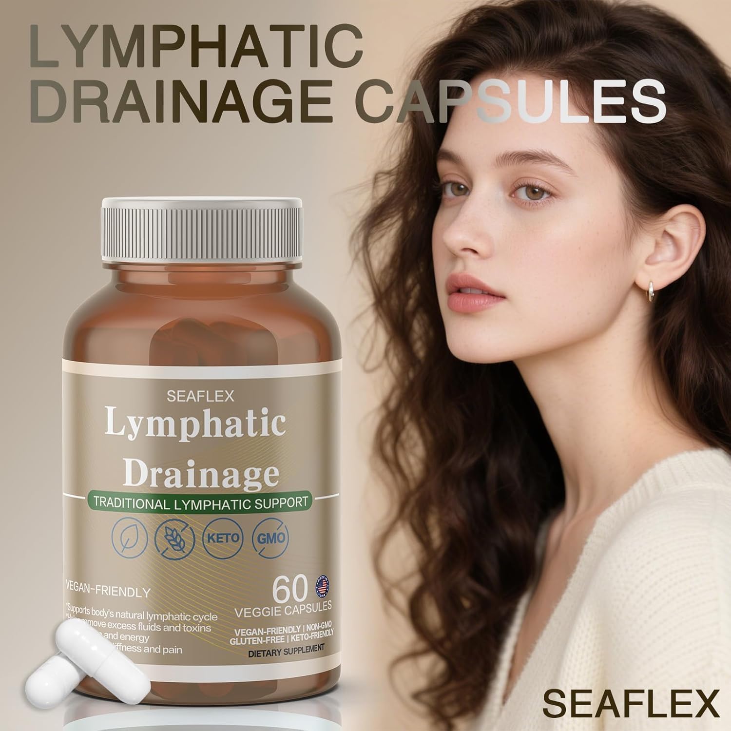 Lymphatic Drainage Capsules Natural Herbal Supplement for Fluid Balance & Immune Health, with Echinacea, Dandelion, and Burdock 60 Capsules - Maple Wellness Supplements