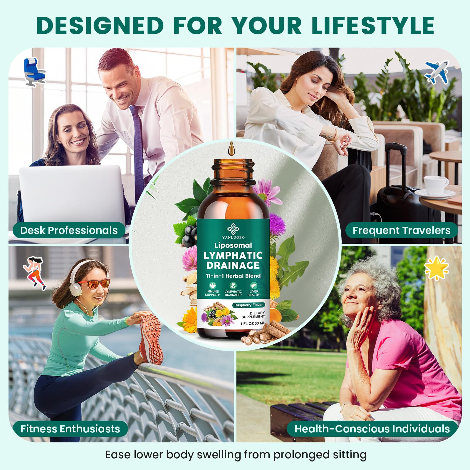 Lymphatic Drainage Drops - 11 in 1 Lymphatic Supplement for Immune, Lymph System & Liver Detox - with Echinacea, Horse Chestnut, Dandelion, Elderberry & Burdock - Raspberry Flavor, Vegan, 2 Fl Oz - Maple Wellness Supplements