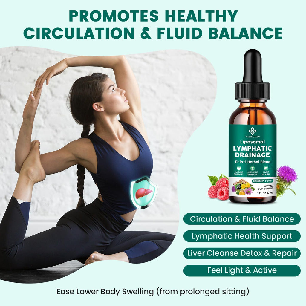 Lymphatic Drainage Drops - 11 in 1 Lymphatic Supplement for Immune, Lymph System & Liver Detox - with Echinacea, Horse Chestnut, Dandelion, Elderberry & Burdock - Raspberry Flavor, Vegan, 2 Fl Oz - Maple Wellness Supplements