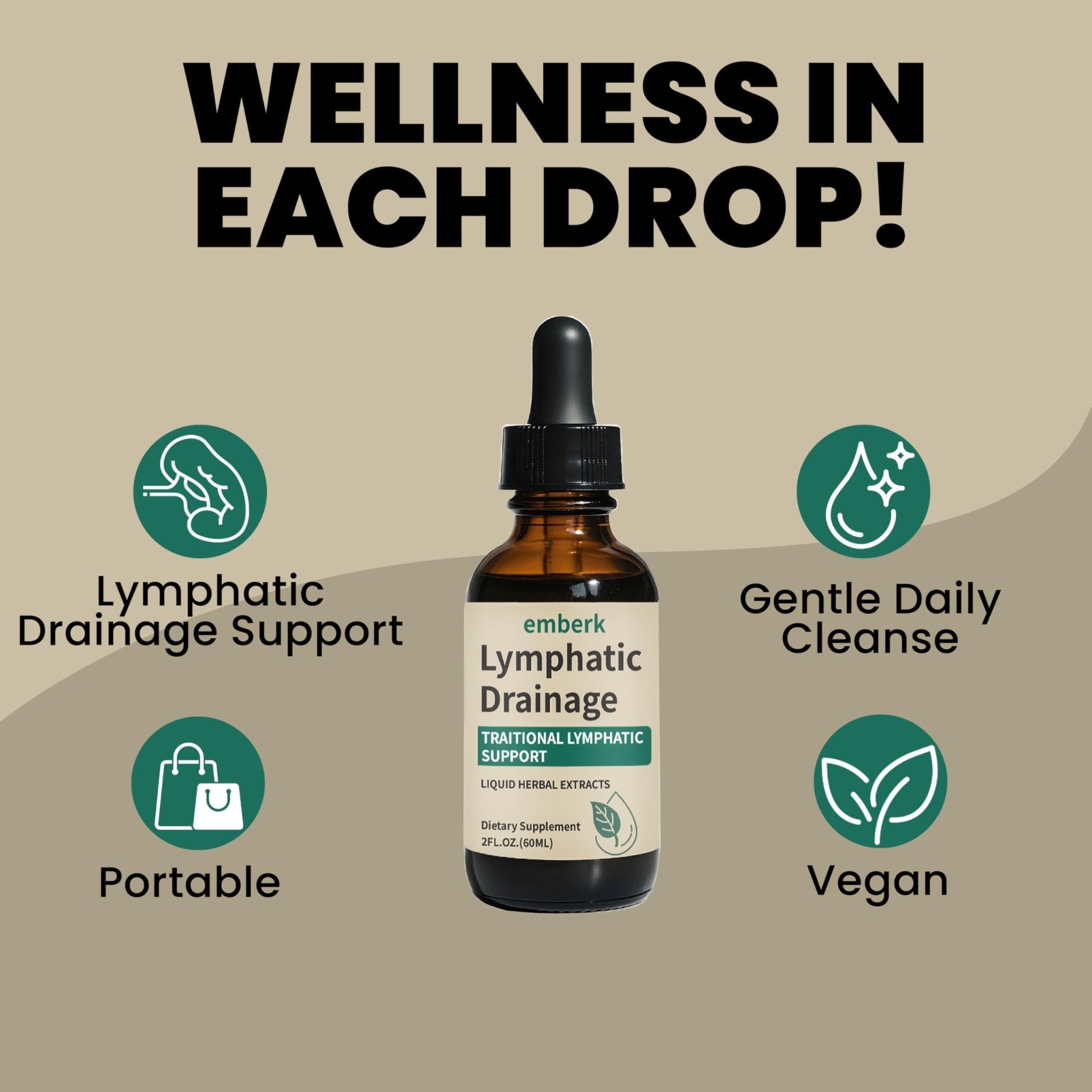 Lymphatic Drainage Drops, 2000mg Herbal Blend with Elderberry & Echinacea Dandelion，– Supports Lymphatic Drainage, Immune System & Detox 2 fl oz (2pcs) - Maple Wellness Supplements