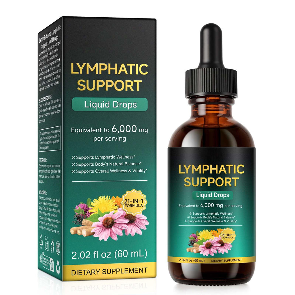 Lymphatic Drainage Drops 21-in-1 | 6000mg Herbal Blend | Lymph System Support Supplement | with Echinacea, Dandelion, Burdock, Calendula, Turmeric & More | for Women & Men | 60ml - Maple Wellness Supplements