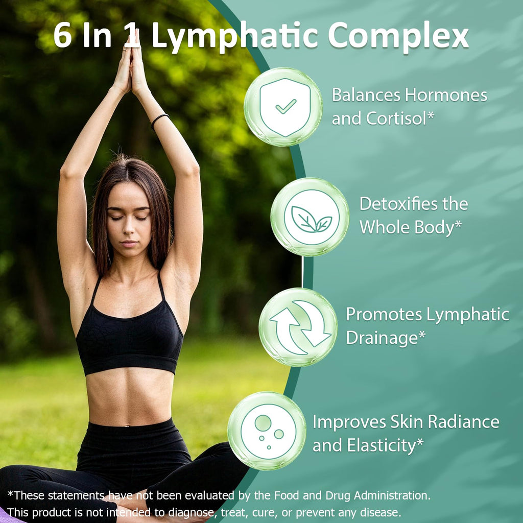 Lymphatic Drainage Drops, 6-IN-1 Lymphatic Complex w. Burdock Dandelion Kelp Cleavers, New Maximum Potency Lymph System Support for Bloat Balance Cortisol Immune Full Body Detox & Skin Vitality - TrustMedUSA