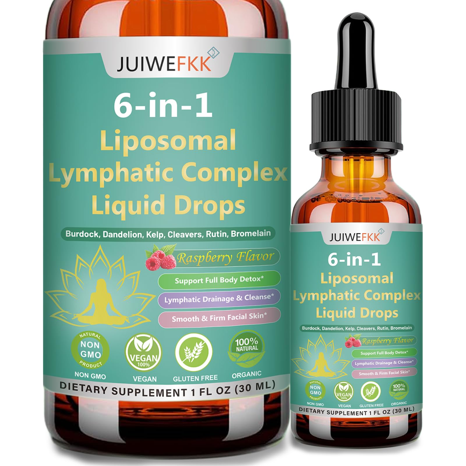 Lymphatic Drainage Drops, 6-IN-1 Lymphatic Complex w. Burdock Dandelion Kelp Cleavers, New Maximum Potency Lymph System Support for Bloat Balance Cortisol Immune Full Body Detox & Skin Vitality - TrustMedUSA